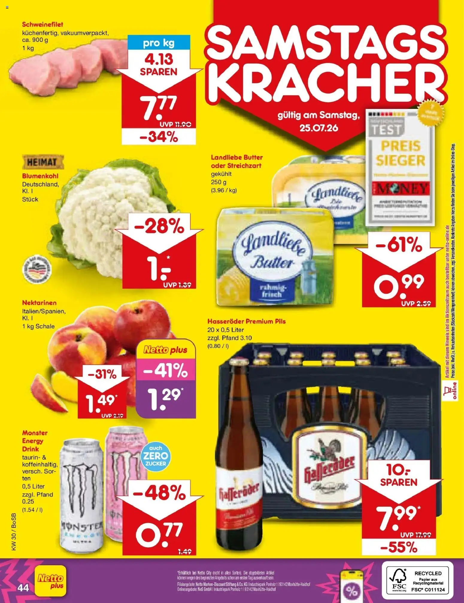 Netto Marken-Discount Prospekt Stadtlohn – gültig ab 20.07.2026 | Seite: 68 | Produkte: Nektarinen, Zucker, Blumenkohl, Hasseröder