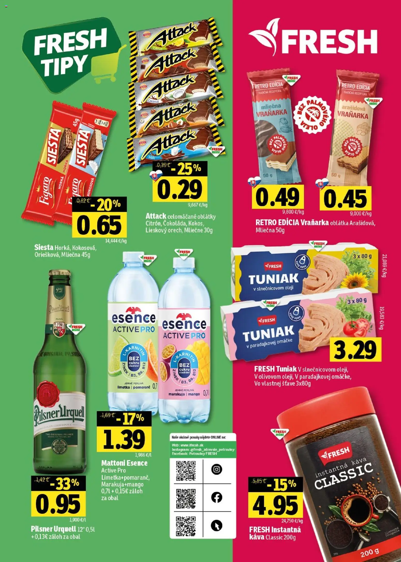 Nové Fresh akcie – leták je platný od 24.09.2026 | Strana: 50 | Produkty: Pilsner Urquell, Káva, Instantná káva, Oblátky