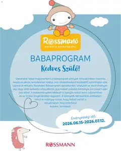 Rossmann Babaprogram - amely érvényes a következő dátumtól: 15.06.2026