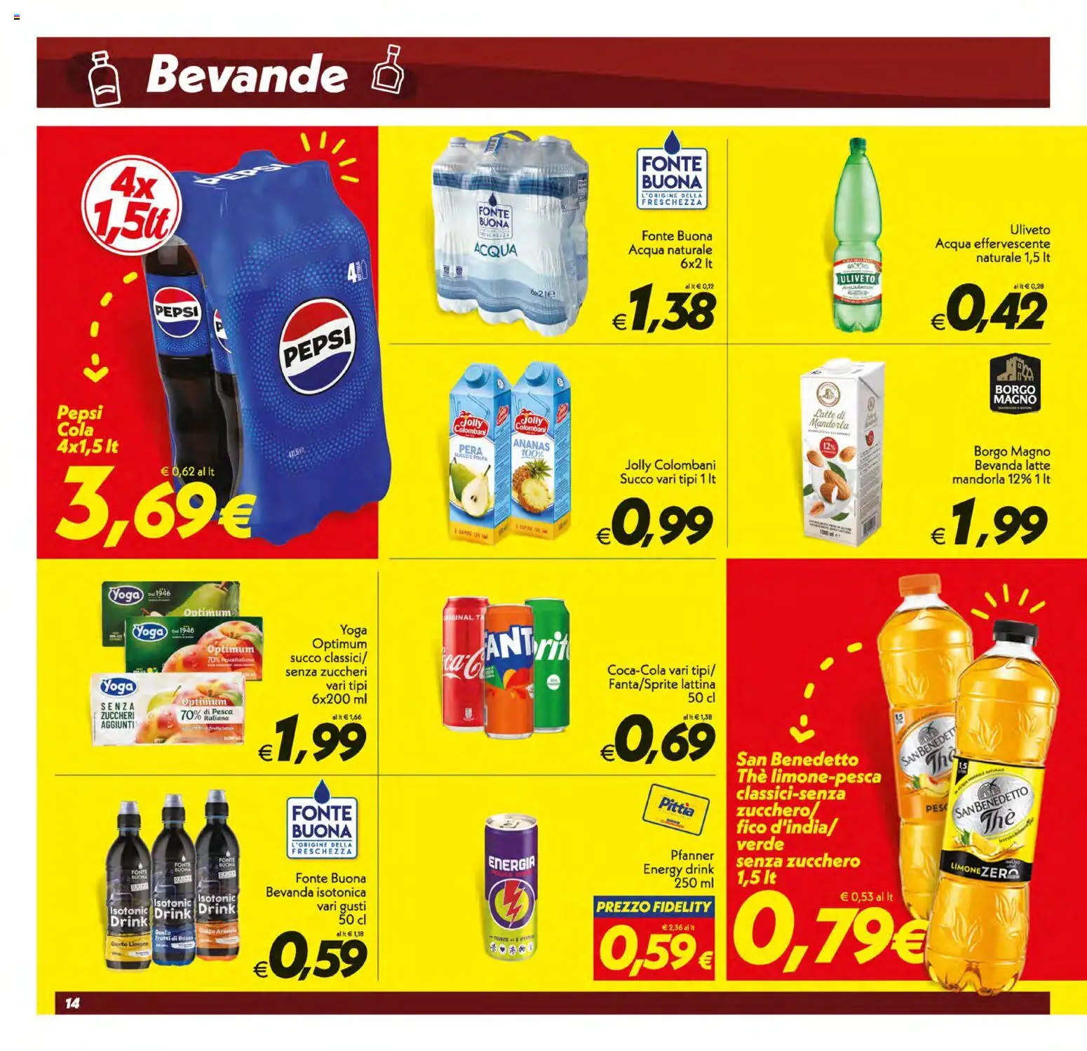 Volantino SuperConveniente del 01/09/2026 | Pagina: 14 | Prodotti: Mandorla, Pesca, The, Acqua naturale