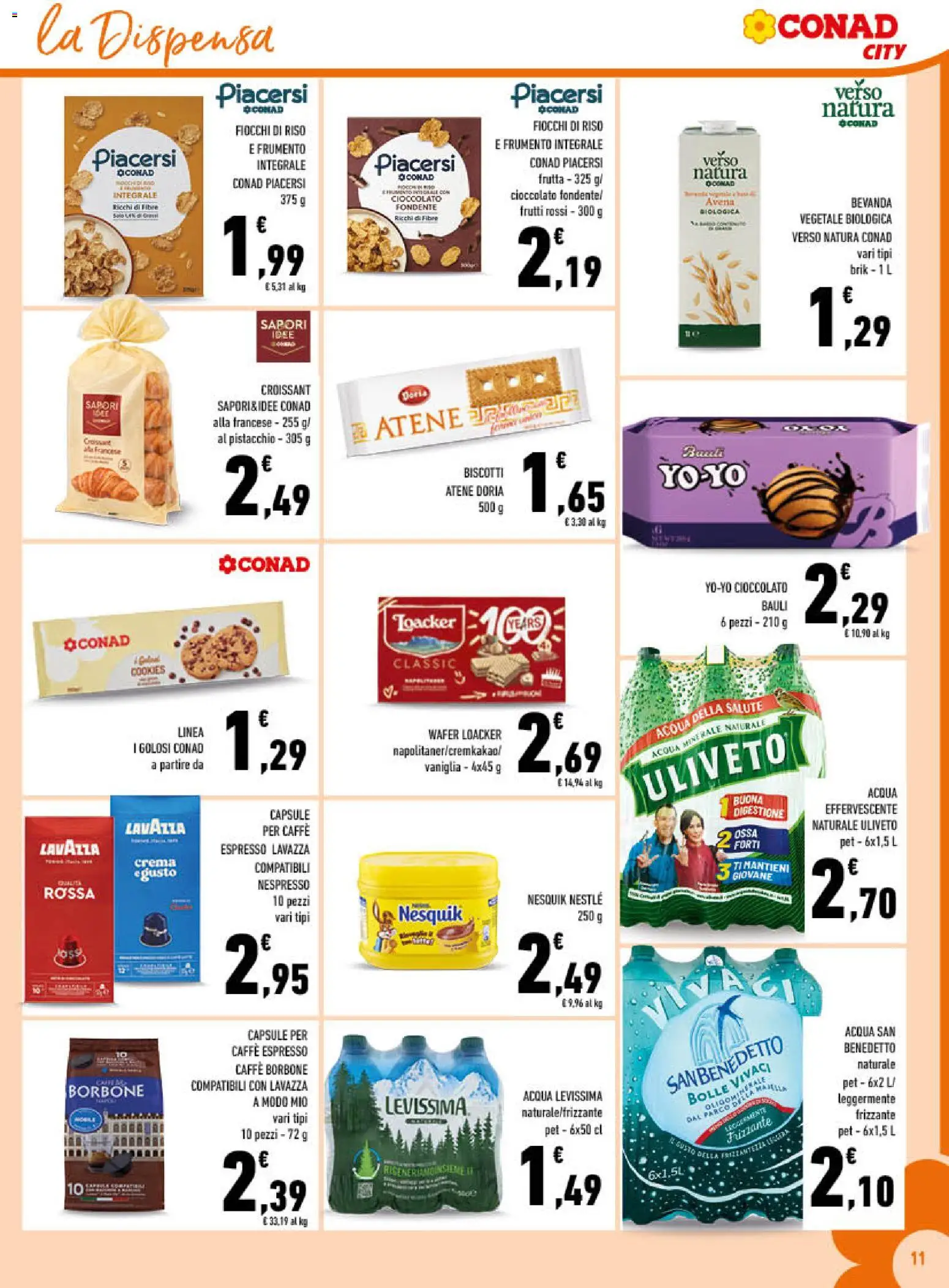 Volantino Conad del 01/07/2026 | Pagina: 11 | Prodotti: Crema, Cioccolato, Fiocchi, Acqua minerale