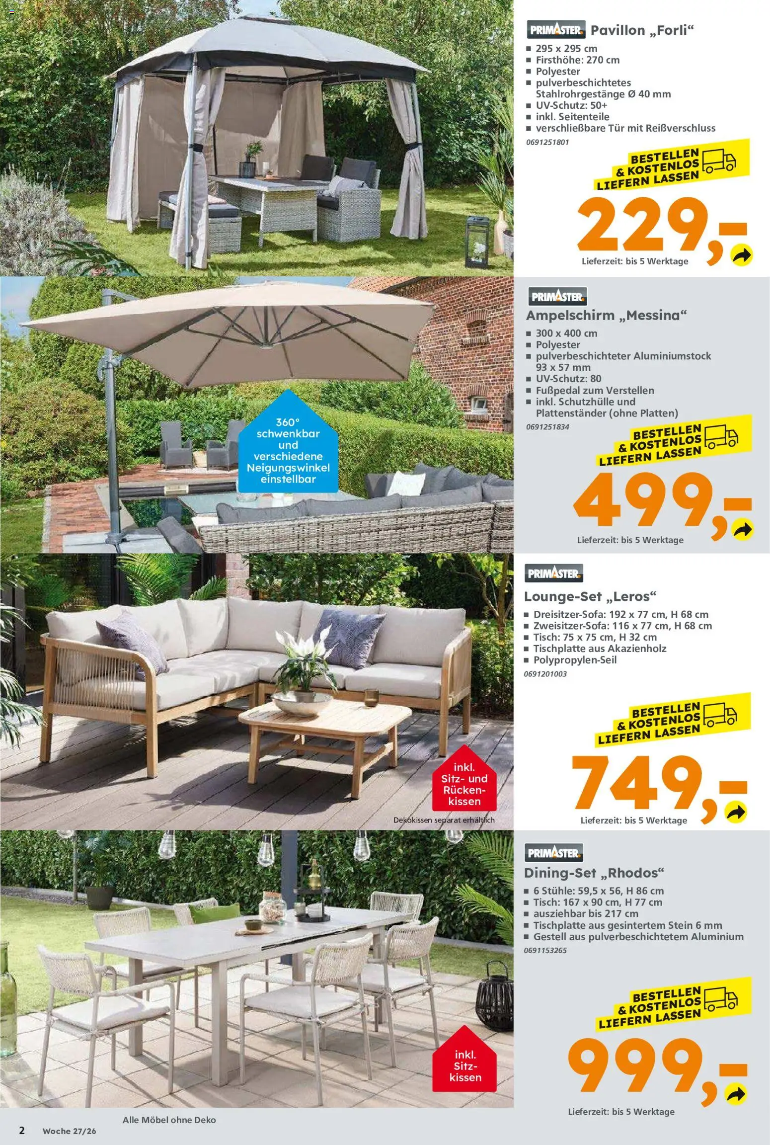Globus Baumarkt Prospekt Weinstadt-Endersbach – gültig ab 29.06.2026 | Seite: 2 | Produkte: Kissen, Tisch, Tür