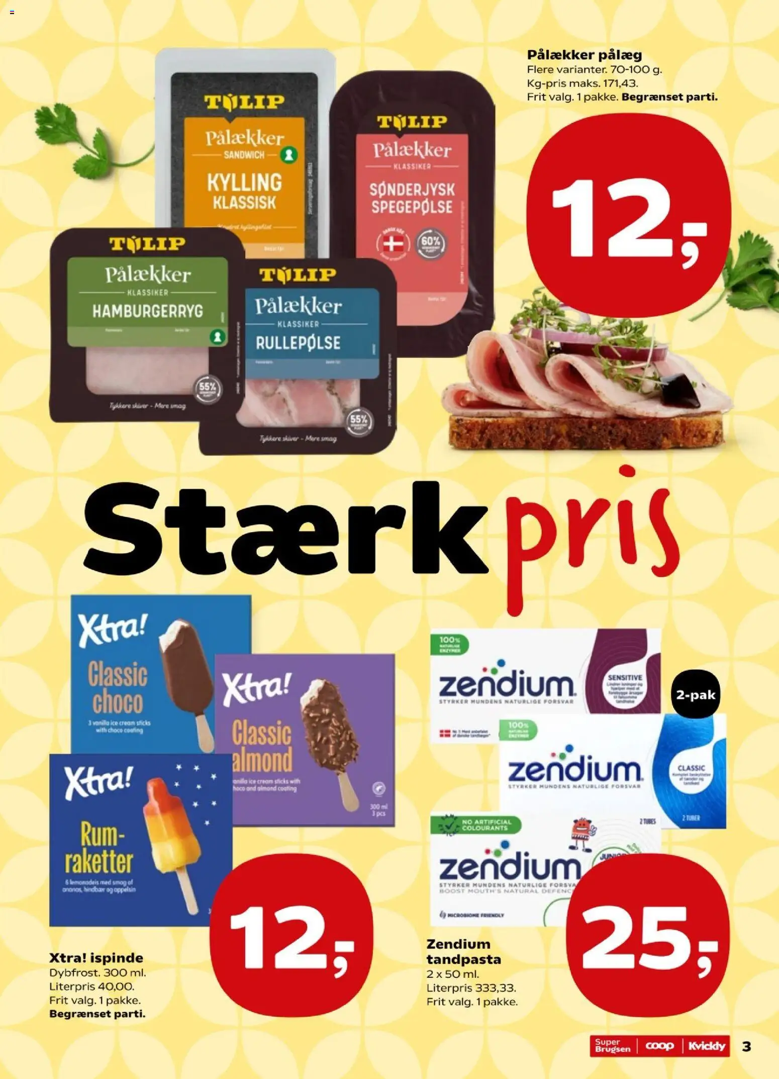 Kvickly tilbudsavis – gyldig fra 12.06.2026 | Side: 3 | Produkter: Pålæg, Spegepølse, Rullepølse, Hamburgerryg