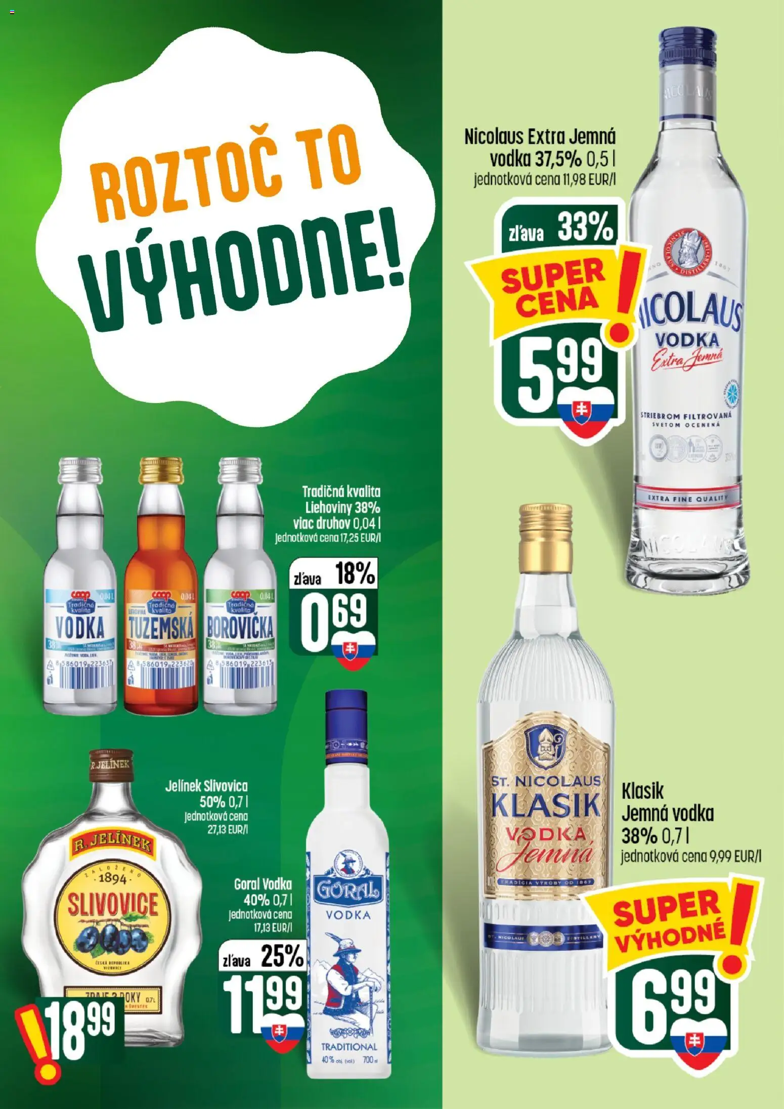 Nové COOP Jednota akcie – leták je platný od 13.08.2026 | Strana: 55 | Produkty: Borovička, Slivovica, Vodka
