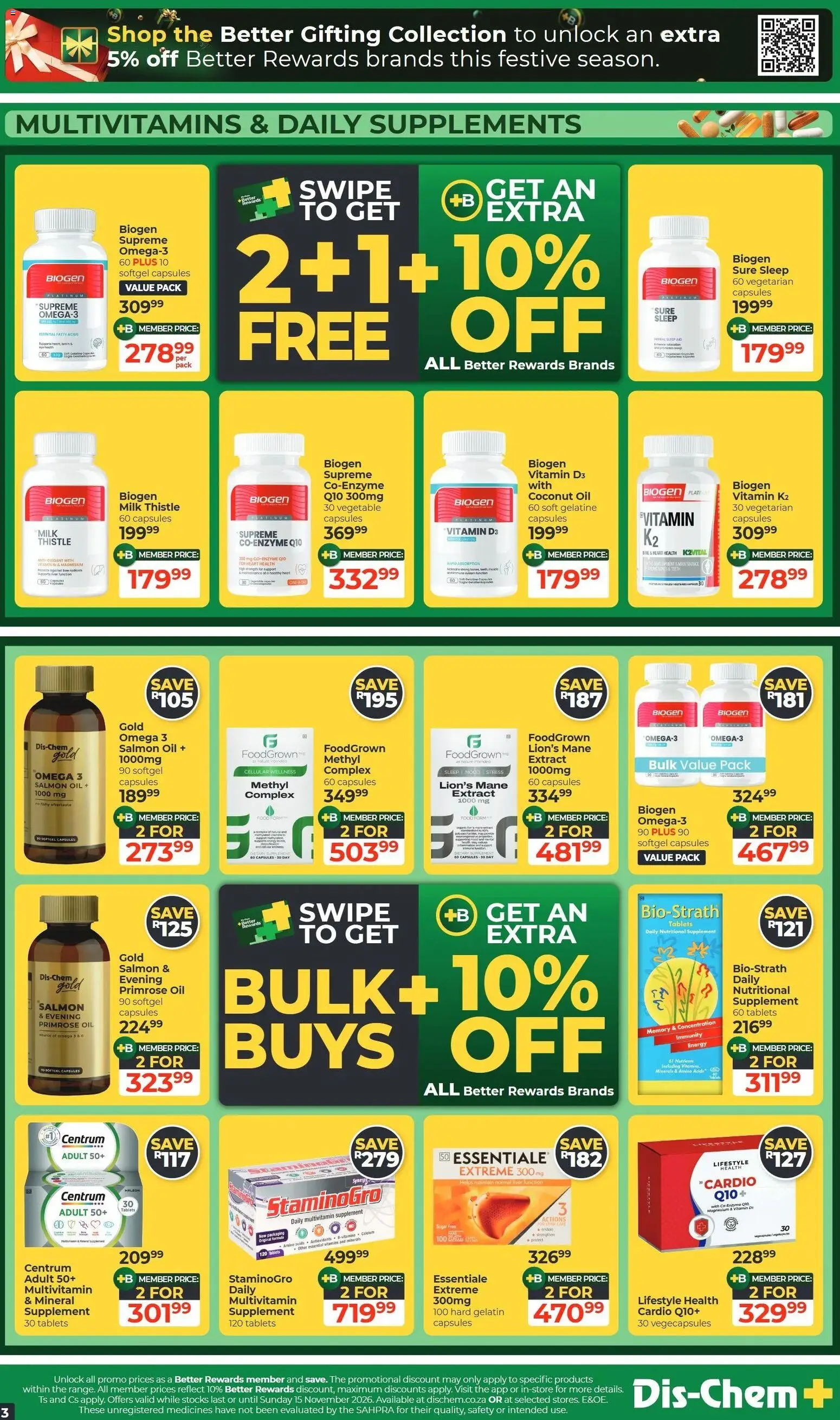 New Dis-Chem catalogue – valid from 20/10/2026 | Page: 3 | Products: Liver, Omega 3, Oil, Coconut oil