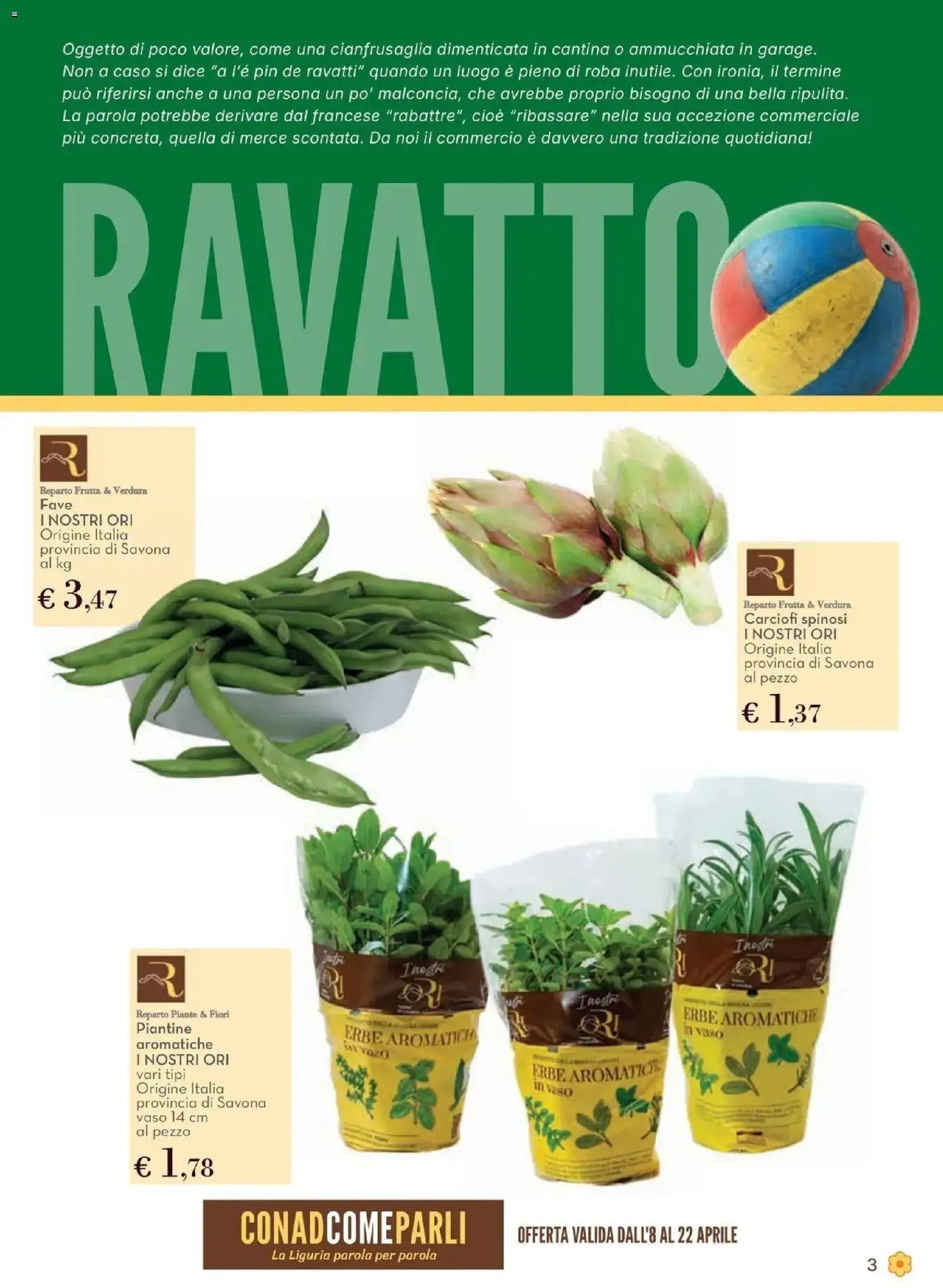 Volantino Conad del 08.04.2026 | Pagina: 3 | Prodotti: Frutta, Carciofi, Vaso