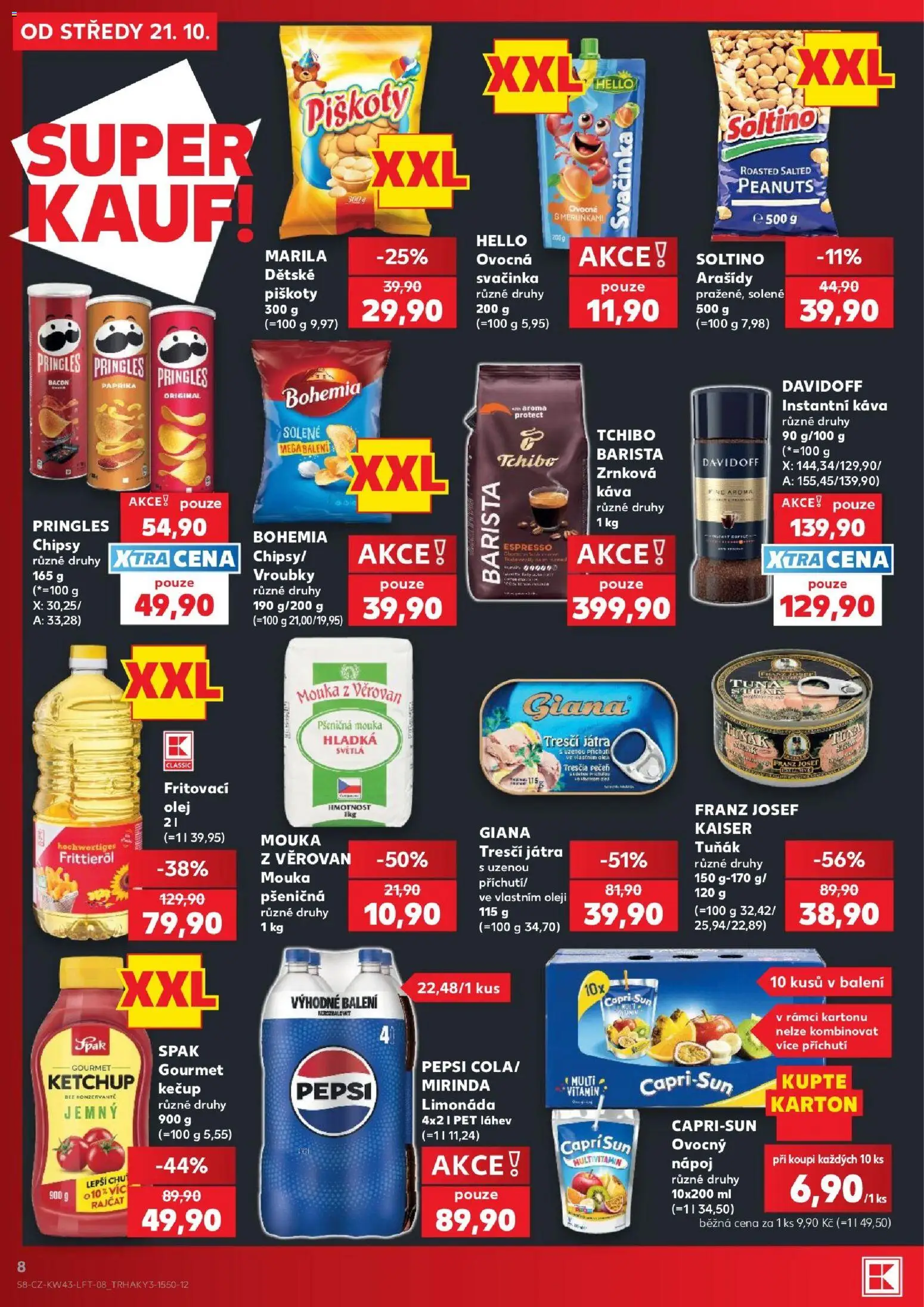 Kaufland leták od 21.10.2026 | Strana: 8 | Produkty: Limonáda, Multivitamin, Káva davidoff, Mouka