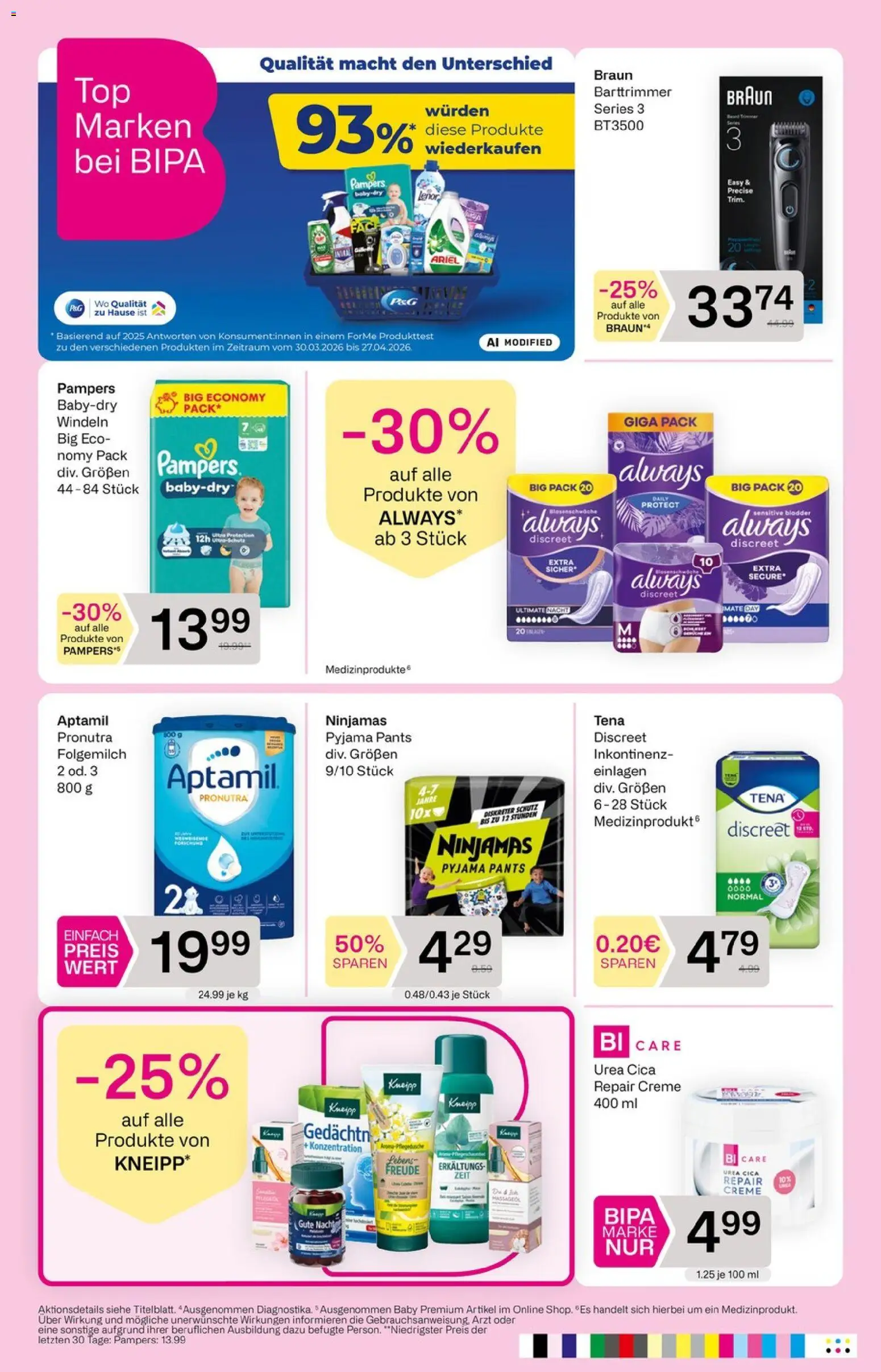 Bipa Flugblatt gültig ab 17.09.2026 | Seite: 4 | Produkte: Pyjama, Windeln, Pampers, Creme