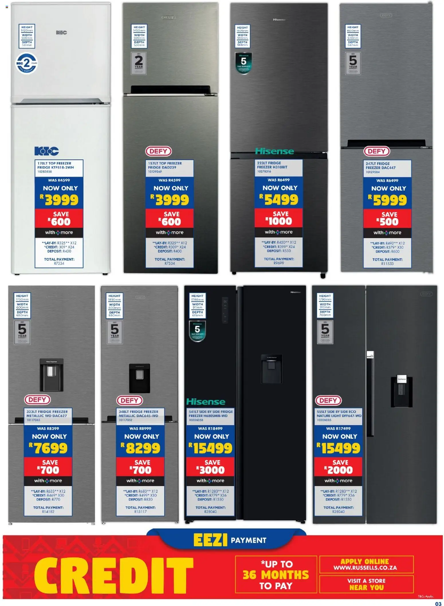 New Russells catalogue – valid from 17/09/2026 | Page: 3 | Products: Freezer, Fridge, Light