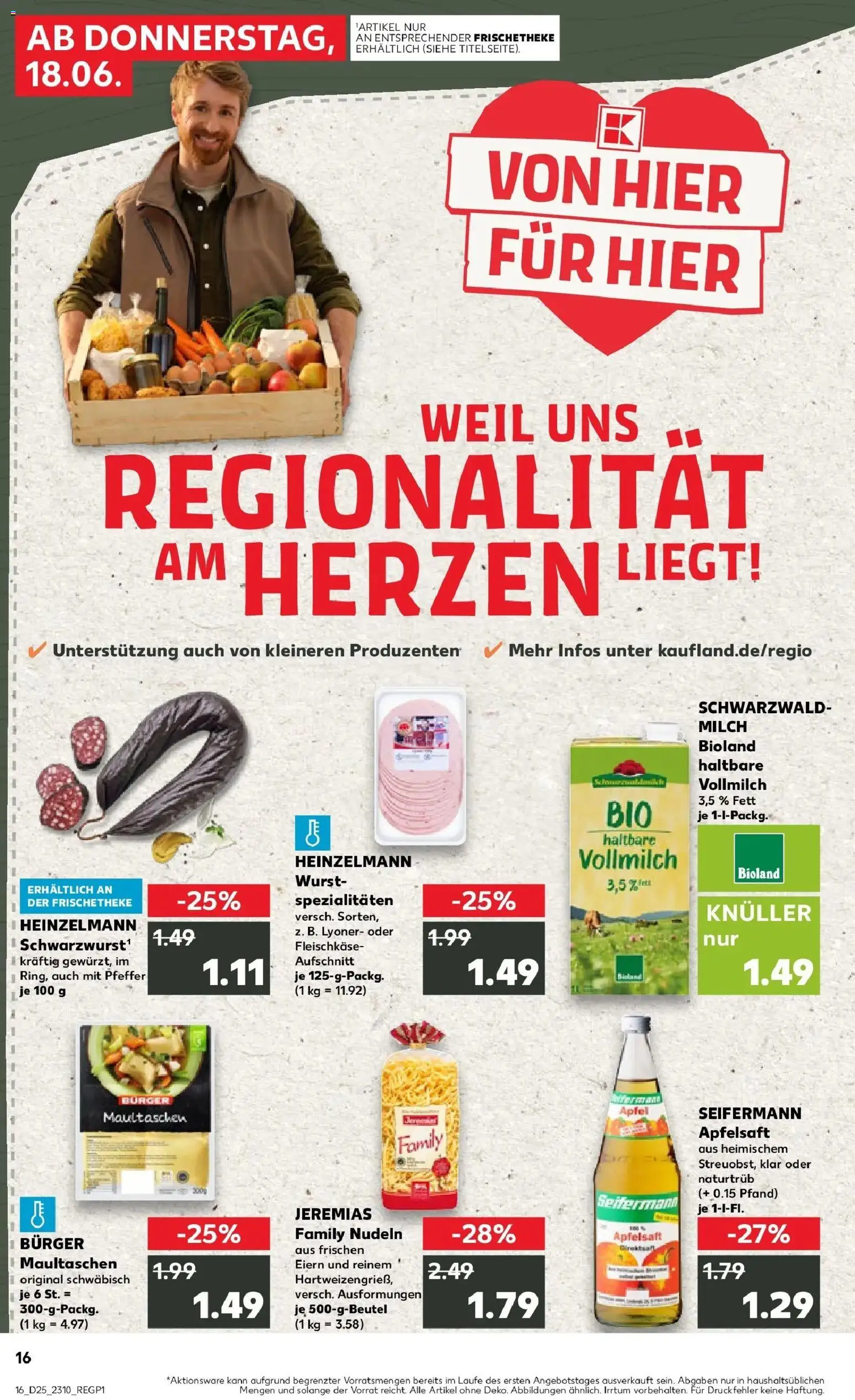 Kaufland Prospekt Baden-Baden – gültig ab 15.06.2026 | Seite: 1 | Produkte: Milch, Äpfel, Wurst, Nudeln