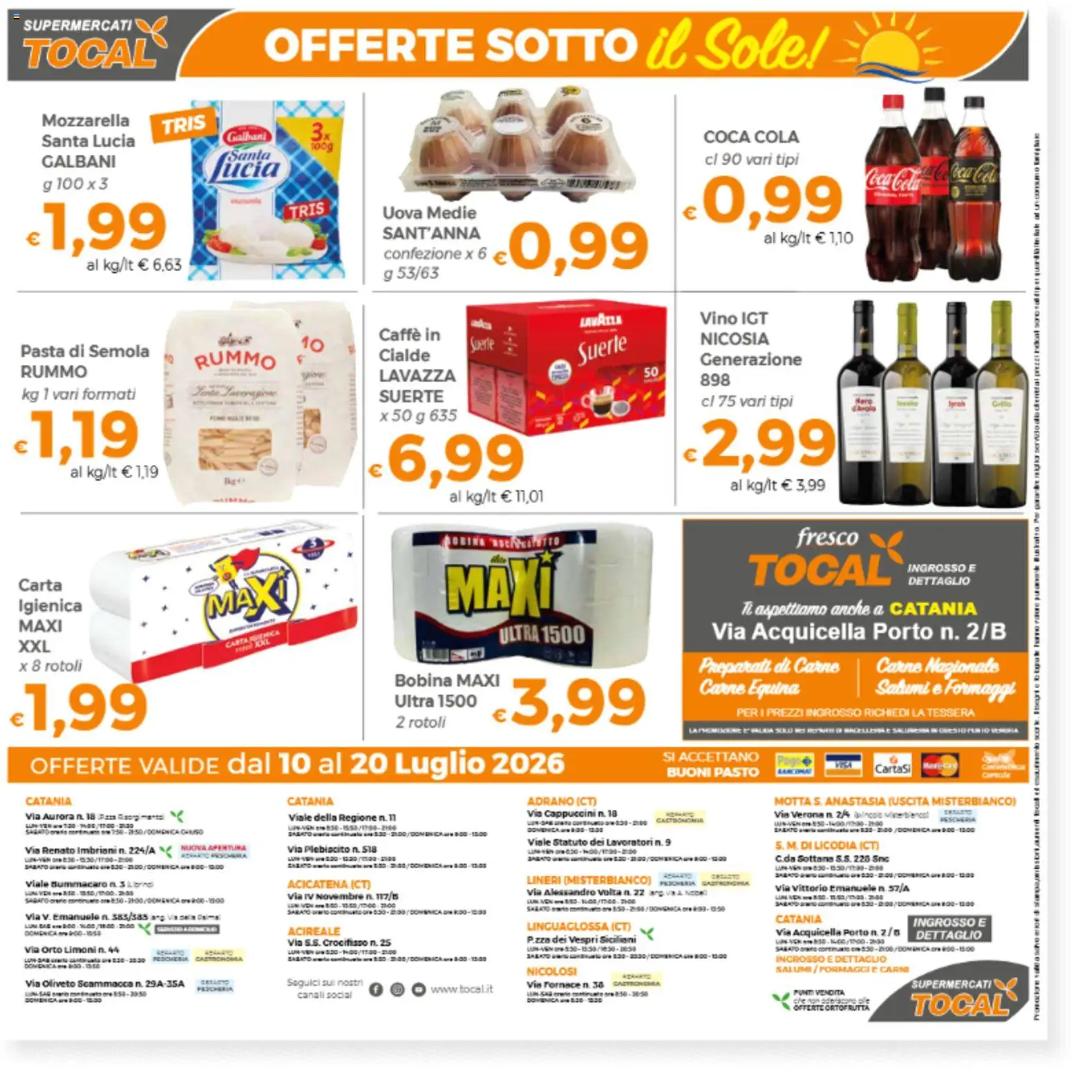 Volantino Tocal del 10/07/2026 | Pagina: 12 | Prodotti: Mozzarella, Vino, Lavazza, Coca Cola