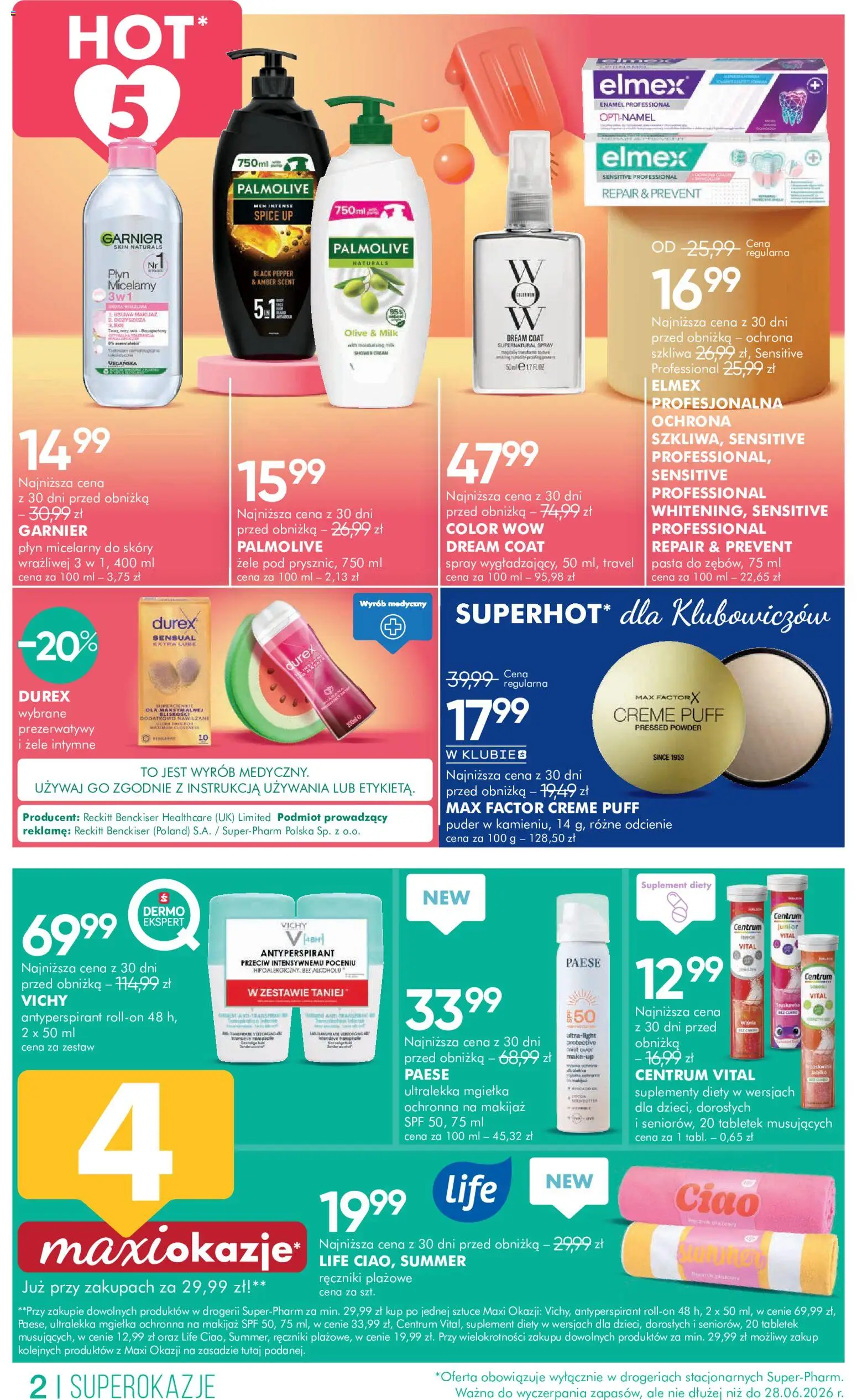 Super-pharm gazetka od 16.06.2026 | Strona: 2 | Produkty: Prezerwatywy, Makijaż, Puder, Antyperspirant