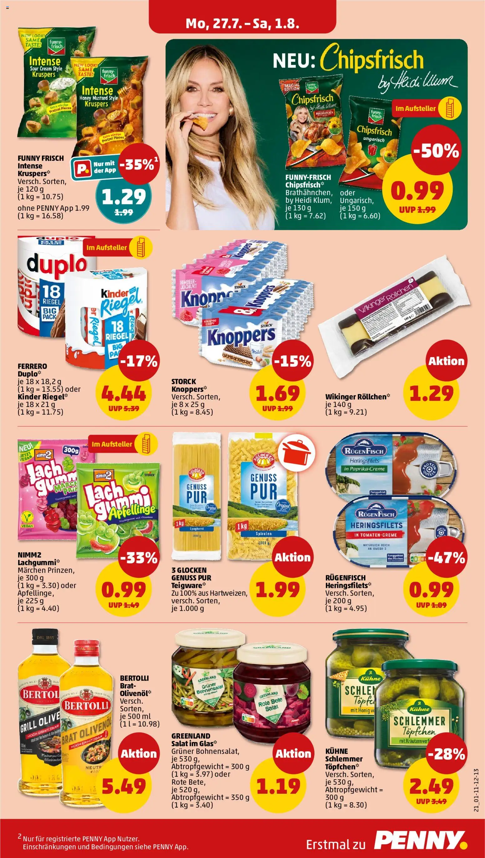 Penny Prospekt – gültig ab 27.07.2026 | Seite: 25 | Produkte: Joghurt, Fisch, Chips, Salat