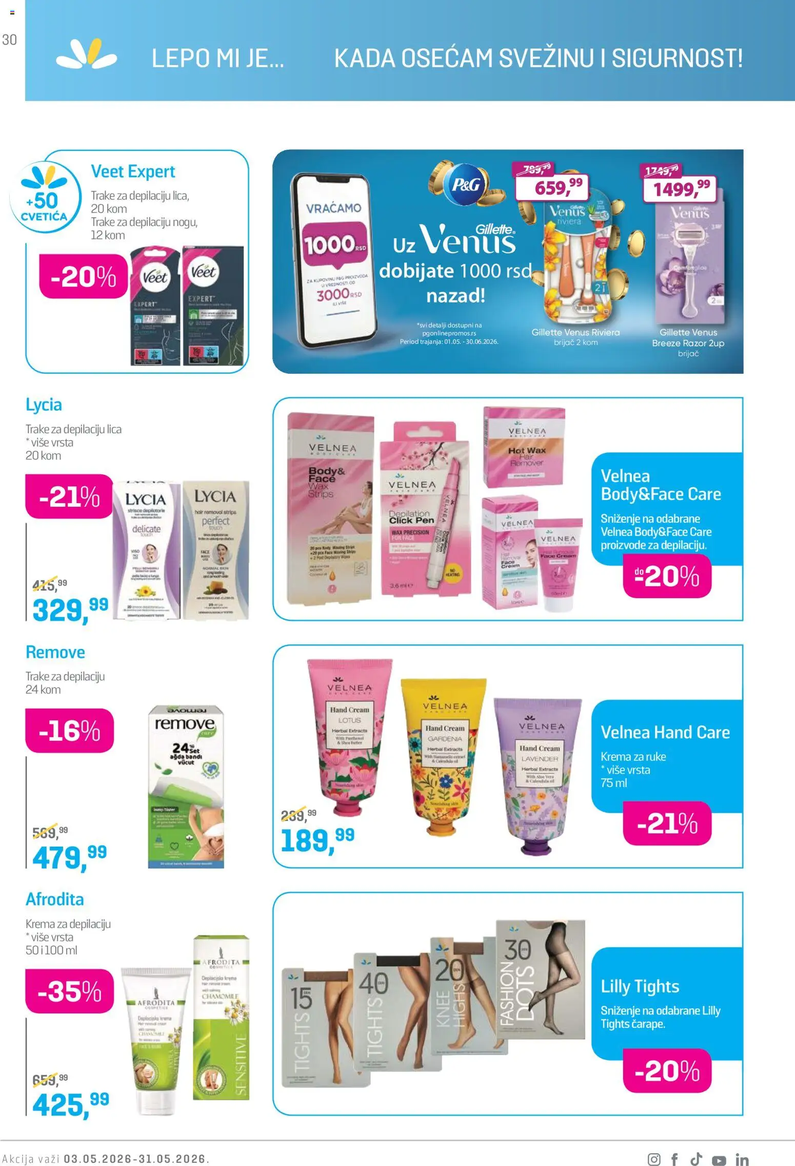 Lilly drogerie katalog - važi od 01.05.2026 | Strana: 30 | Proizvode: Gillette, Brijač, Krema, Krema za ruke