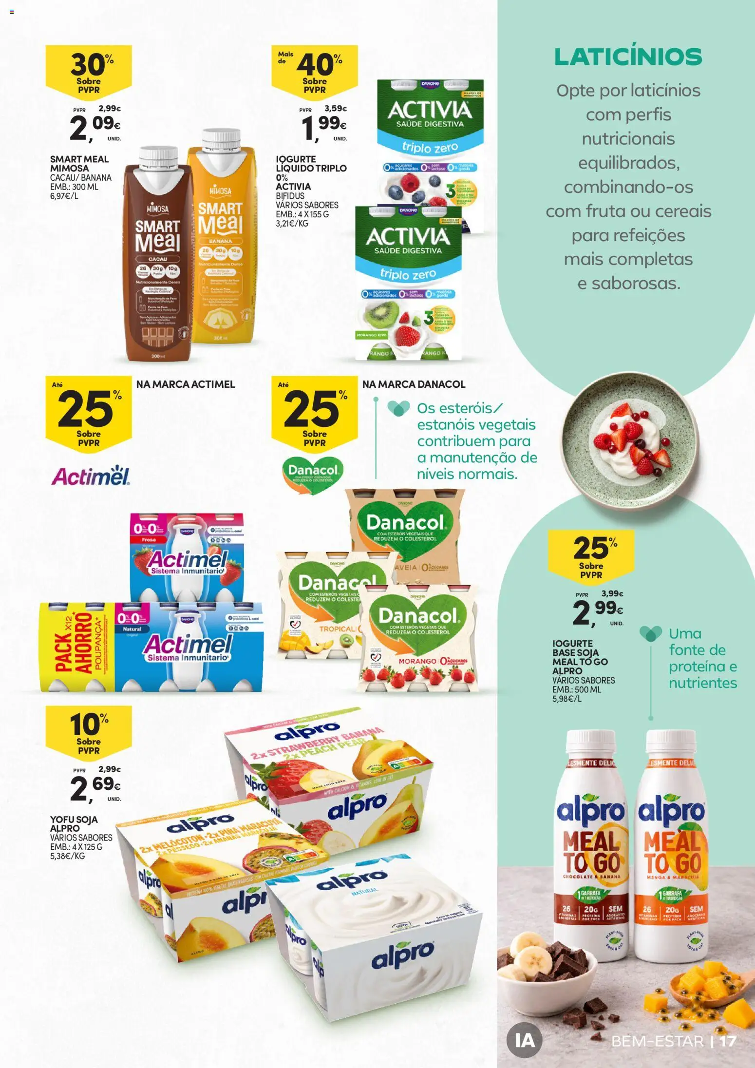 Continente Bem-Estar Assim toda a gente come melhor │ válido de 20/10/2026 | Página: 17 | Produtos: Soja, Base, Laticínios, Proteina