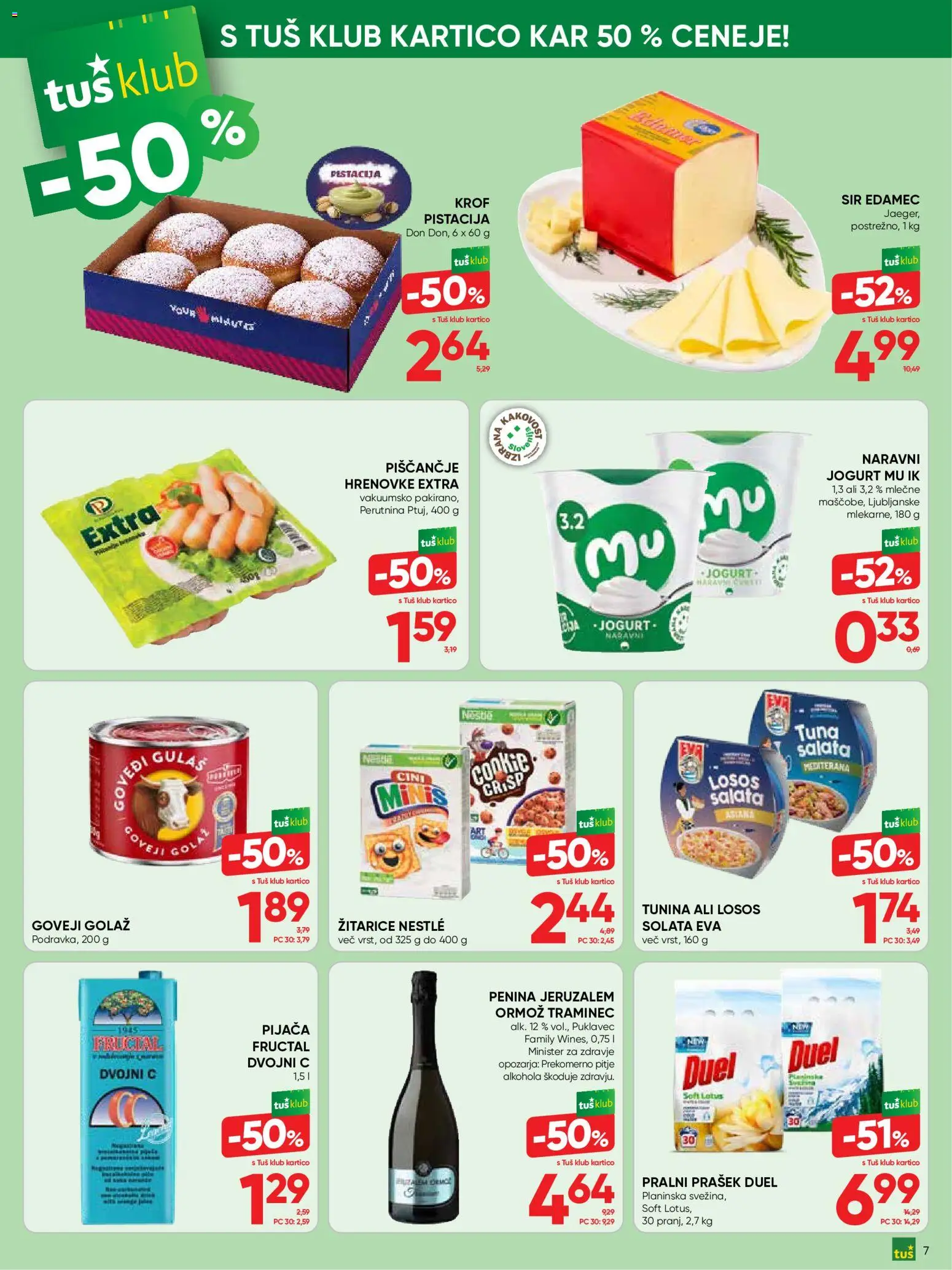 Novi Tuš katalog ponudbe – veljaven od 21.10.2026 | Stran: 7 | Izdelki: Hrenovke, Sir, Jogurt, Solata