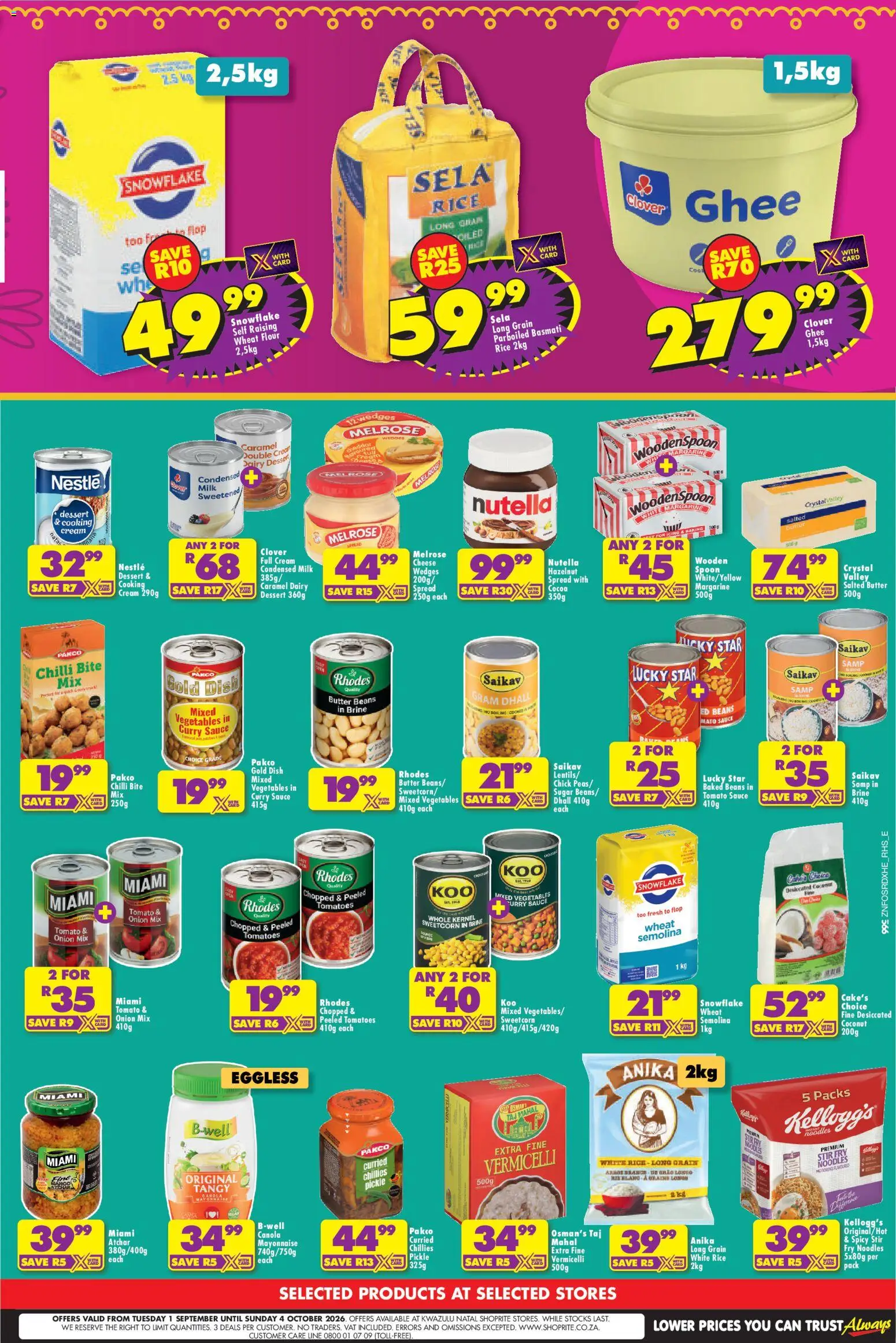 New Shoprite catalogue – valid from 01/09/2026 | Page: 2 | Products: Beans, Rice, Cream, Vegetables
