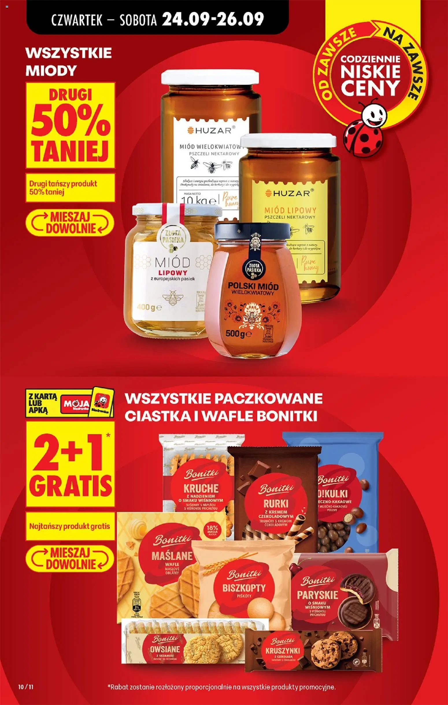 Biedronka gazetka od czwartku od 24.09.2026 | Strona: 12 | Produkty: Miód, Wafle, Biszkopty, Słodycz
