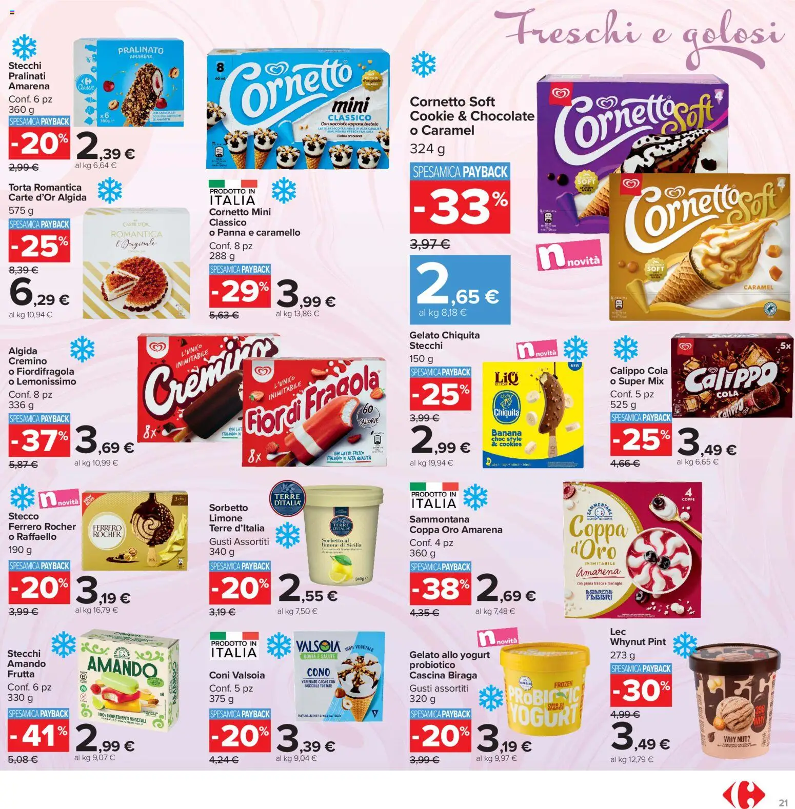 Volantino Carrefour del 13/07/2026 | Pagina: 21 | Prodotti: Cornetto, Gelato, Limone, Cacao
