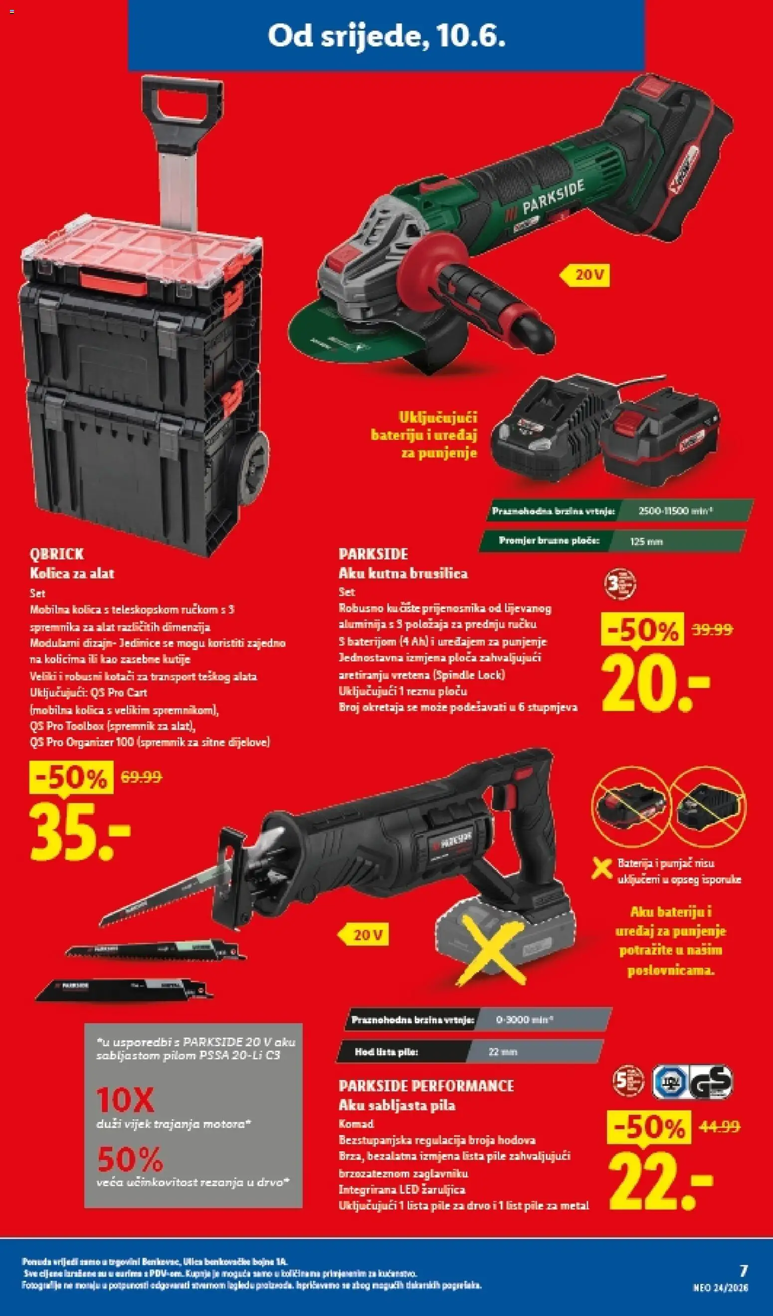 Lidl katalog | vrijedi od 10.06.2026 | Stranica: 7 | Proizvodi: Brusilica, Kutna brusilica, Pila, Parkside
