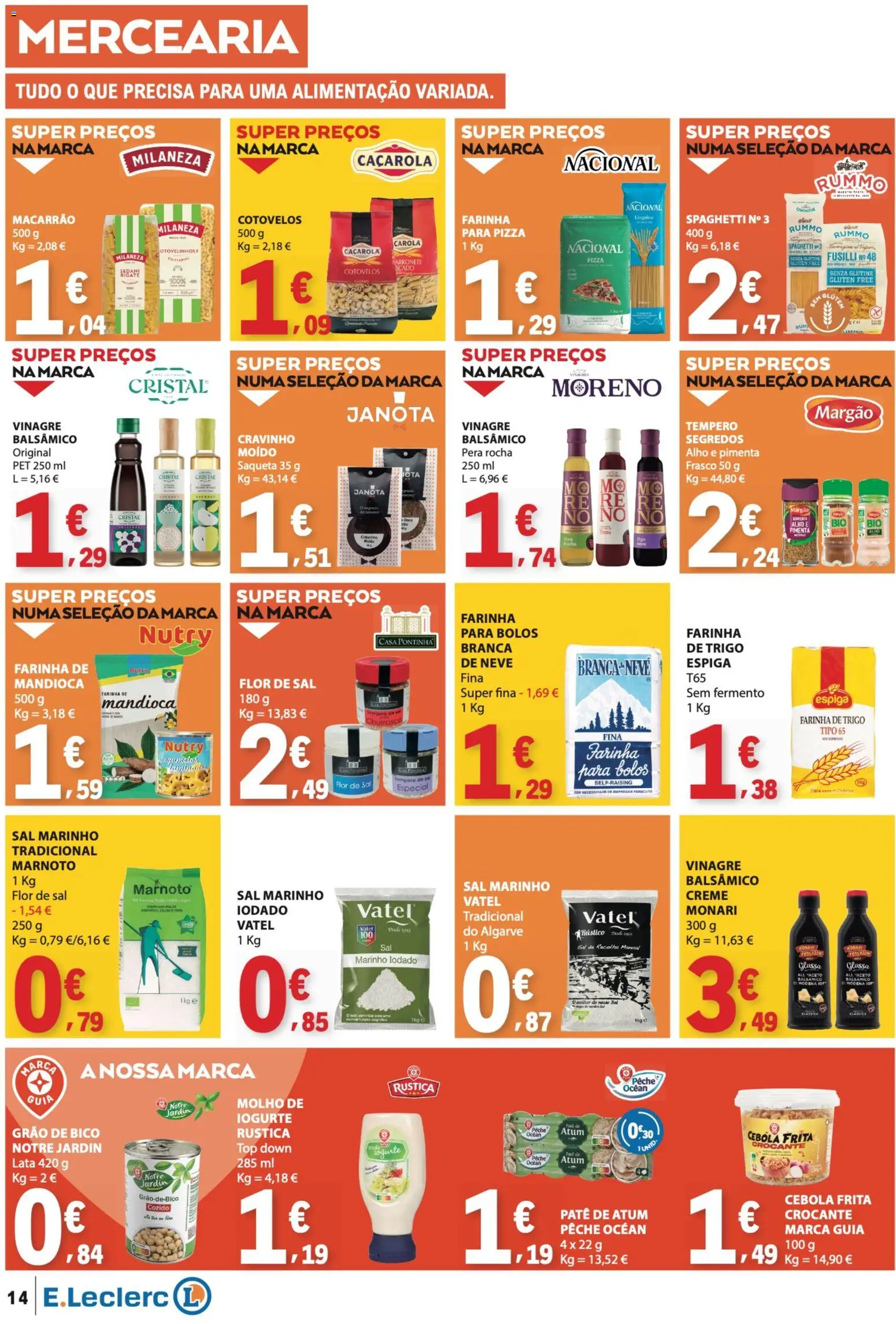 E.Leclerc folheto │ válido de 16/07/2026 | Página: 14 | Produtos: Atum, Milaneza, Pimenta, Sal