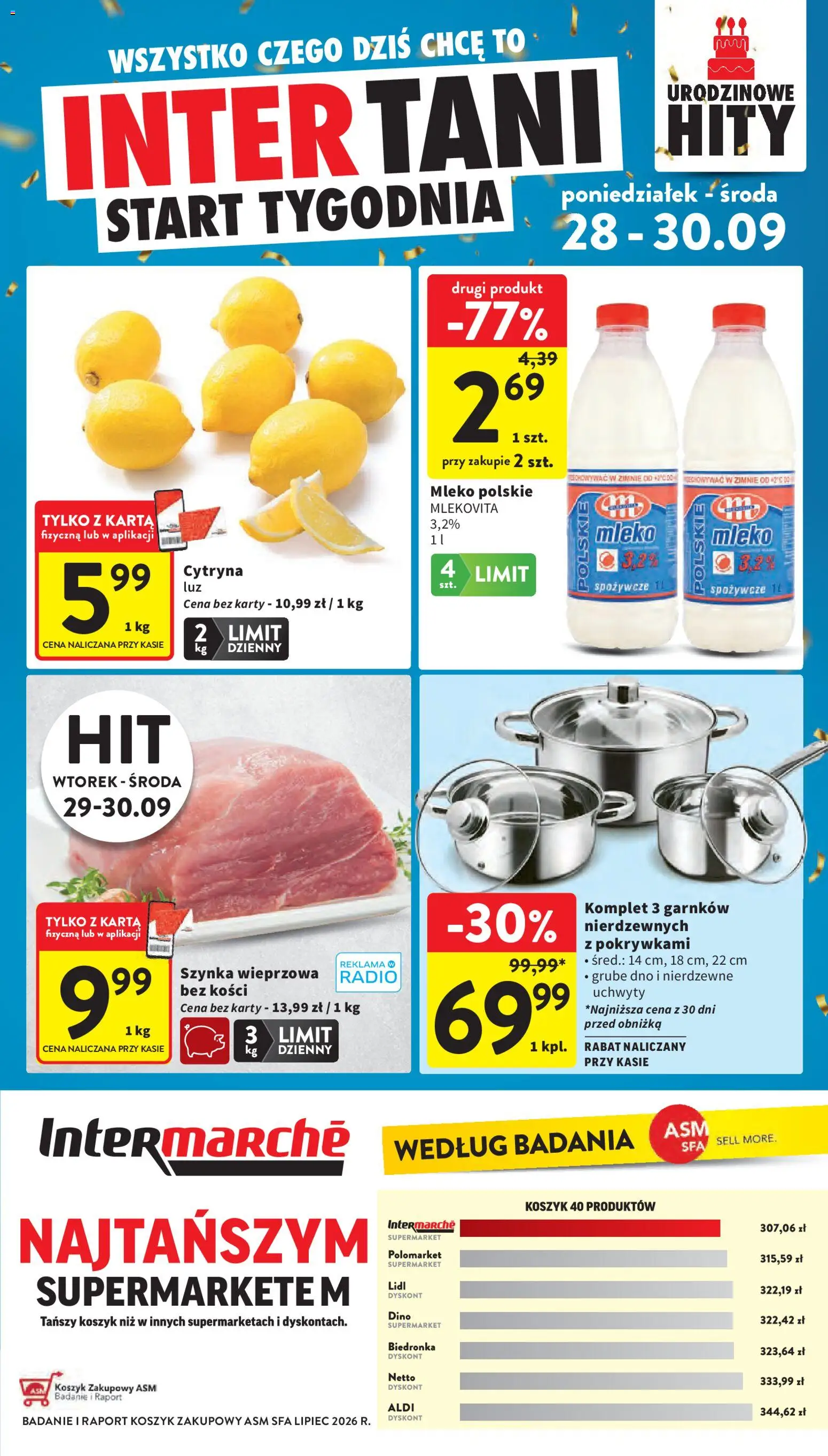 Intermarche gazetka od 24.09.2026 | Strona: 48 | Produkty: Cytryna, Karta, Szynka wieprzowa, Mleko