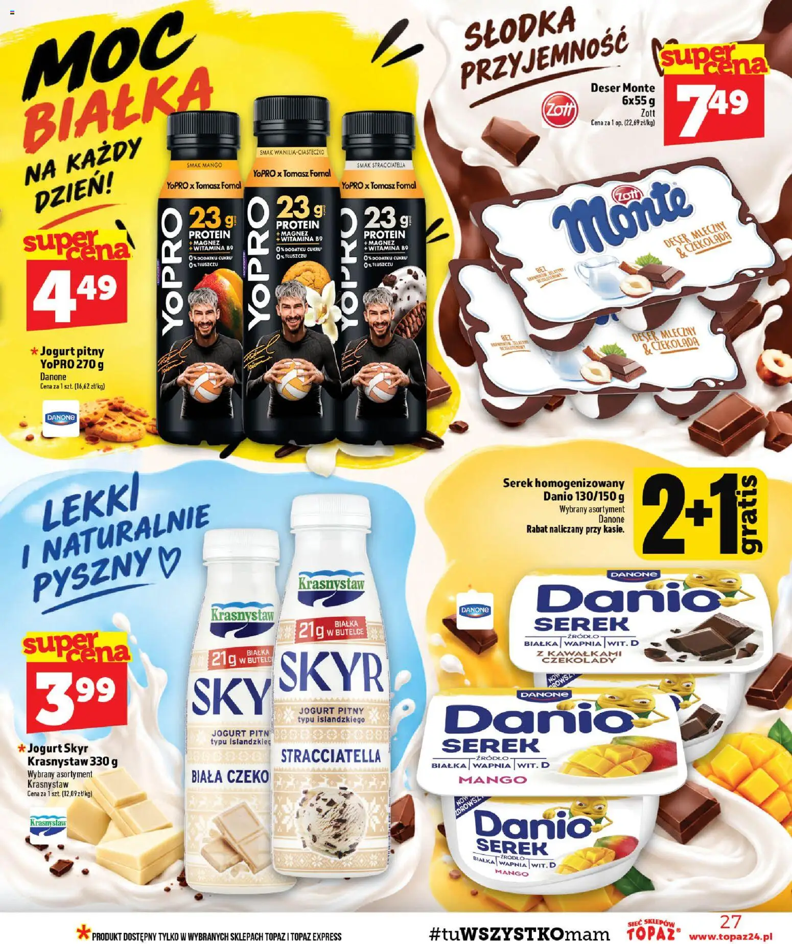 Topaz gazetka - MAZ od 29.10.2026 | Strona: 27 | Produkty: Jogurt Skyr, Serek, Jogurt pitny, Czekolada