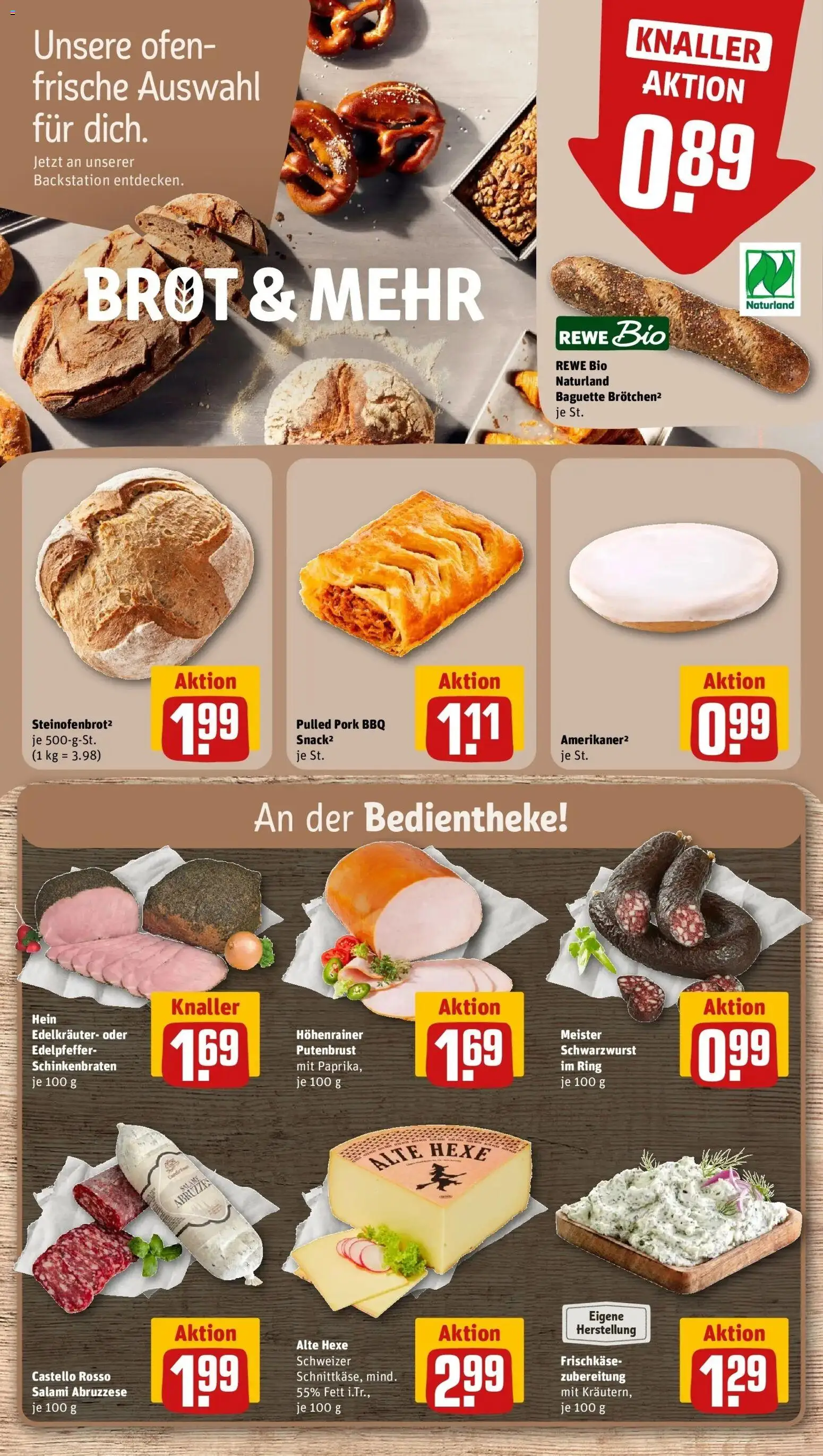 REWE Prospekt ab 26.10.2026 zum Blättern » Angebote | Seite: 11 | Produkte: Putenbrust, Baguette, Salami, Frischkase