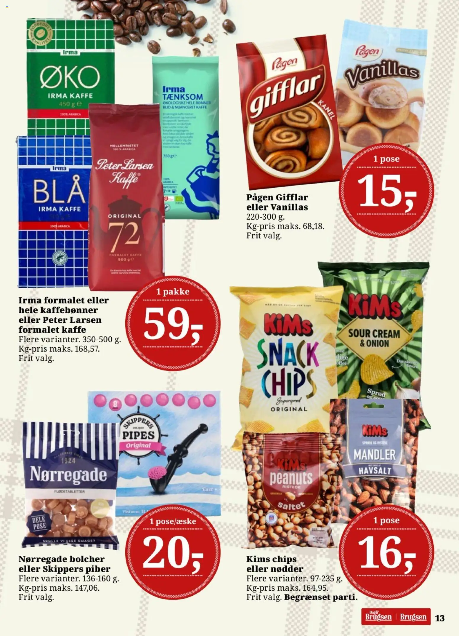 Dagli'Brugsen tilbudsavis – gyldig fra 31/07/2026 | Side: 13 | Produkter: Kanel, Peanuts, Mandler, Bønner