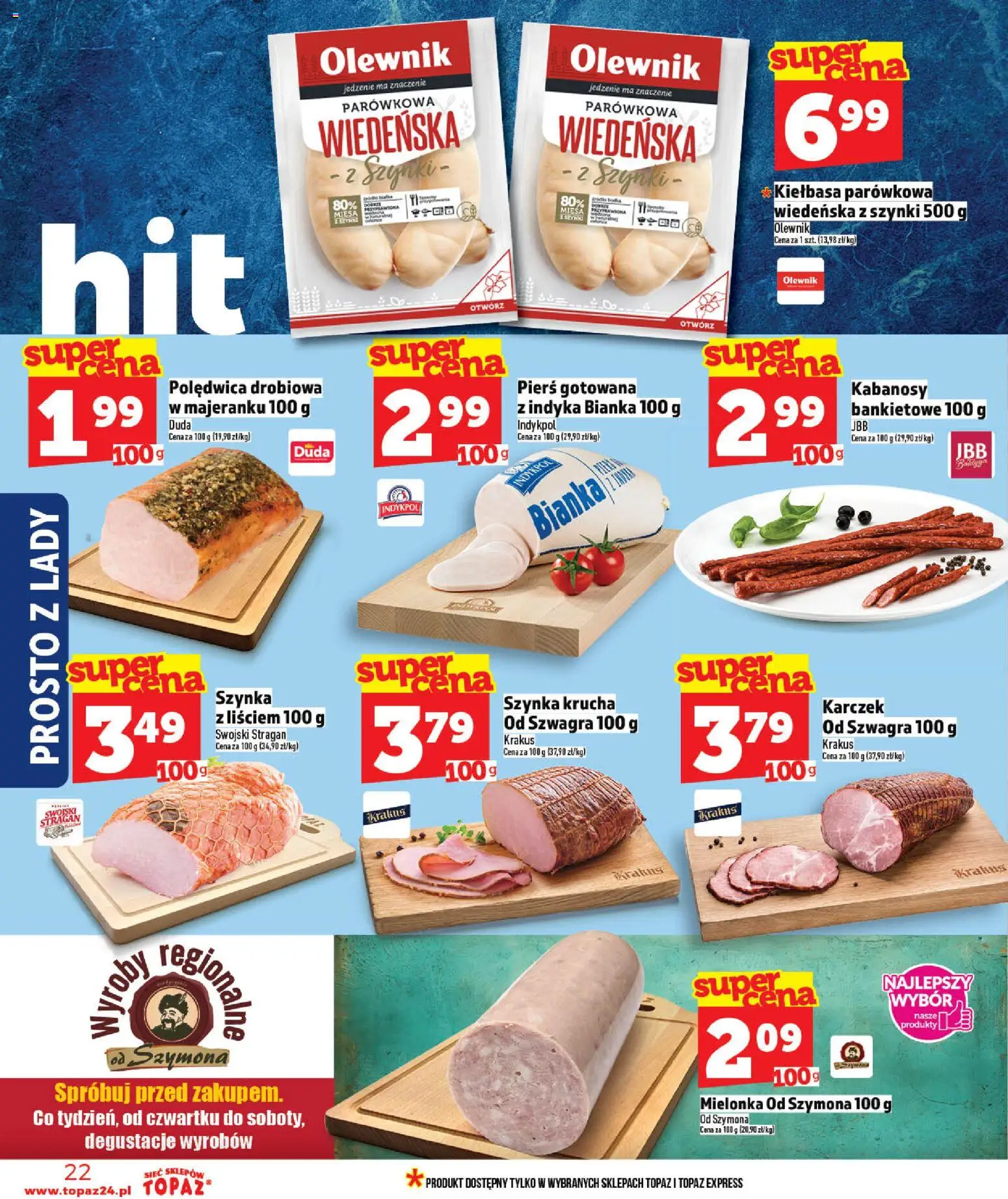 Topaz gazetka - MAZ od 14.05.2026 | Strona: 22 | Produkty: Kiełbasa, Kabanosy, Szynka