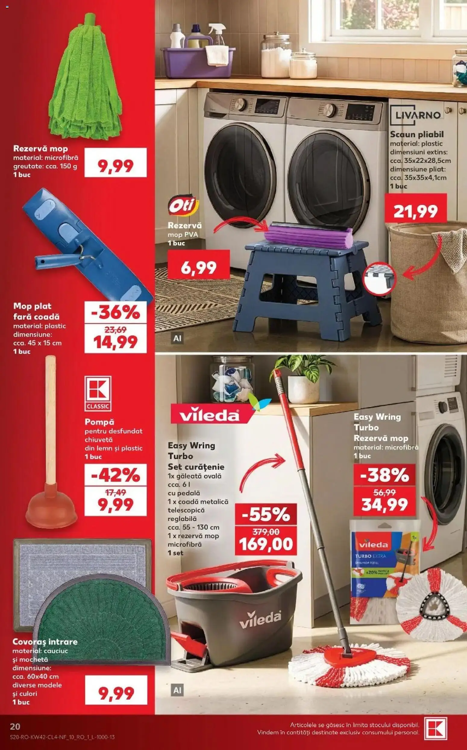 Kaufland București 14.10.2026 - Revista si Oferta | Pagină: 20 | Produse: Mop, Mochetă, Chiuvetă, Covoraș Intrare