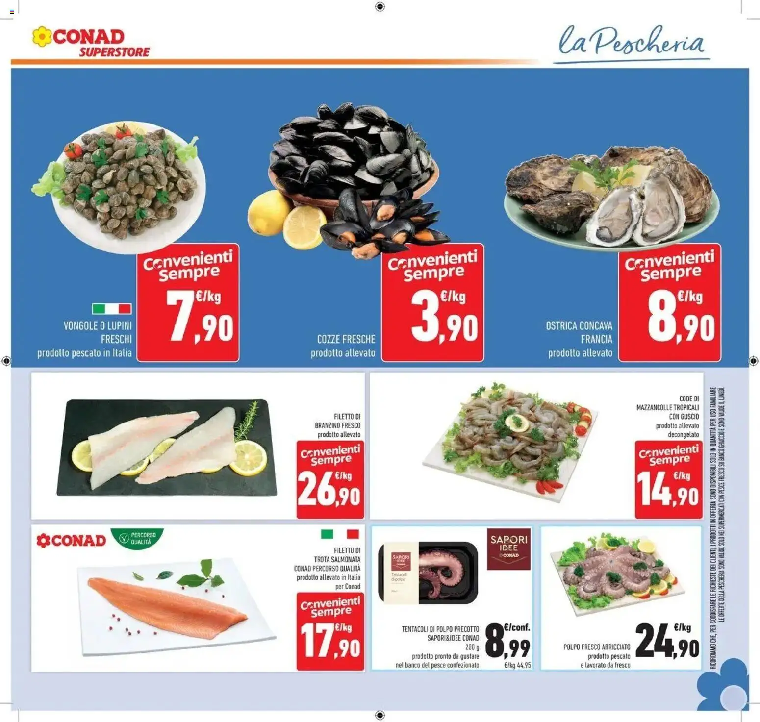 Volantino Conad del 30/06/2026 | Pagina: 13 | Prodotti: Pesce, Cozze, Polpo, Branzino