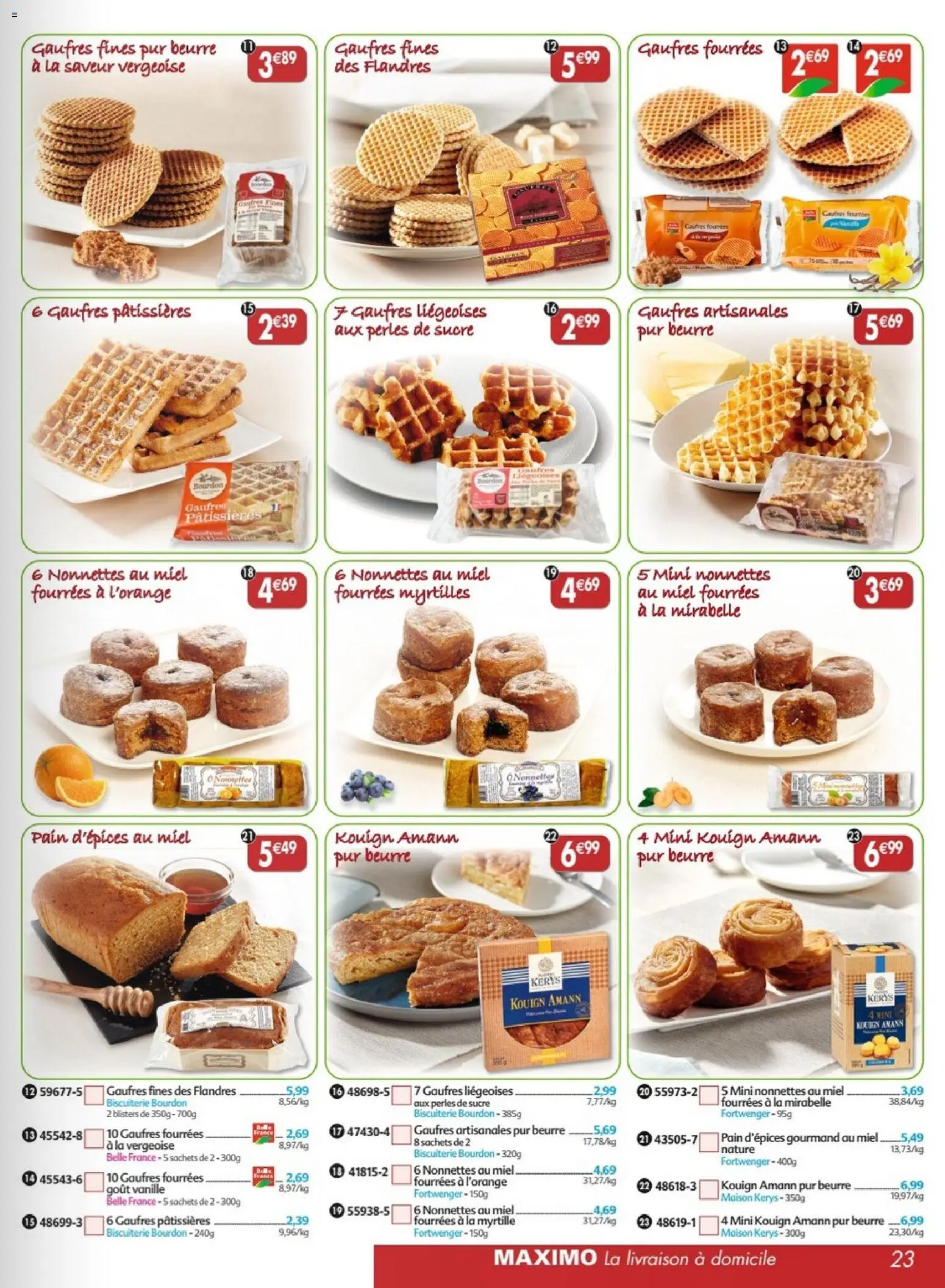 {H1} | Page: 23 | Produits: Sucre, Myrtilles, Beurre, Gaufres