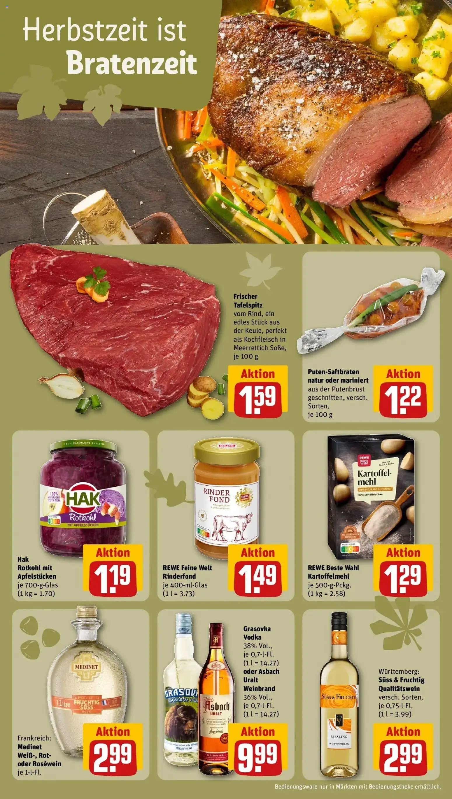 REWE Prospekt ab 12.10.2026 zum Blättern » Angebote | Seite: 16 | Produkte: Tafelspitz, Mehl, Rosewein, Asbach
