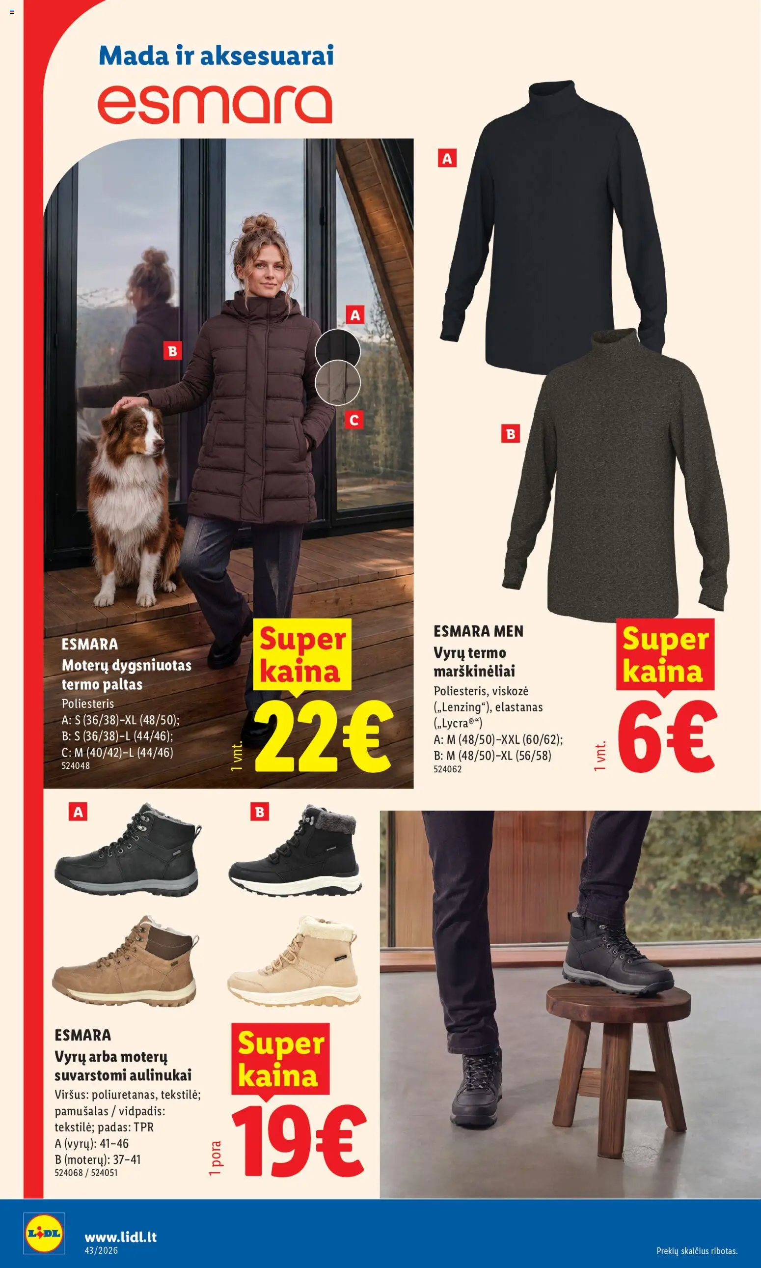 LIDL akcijos nuo 2026.10.19 | Puslapis: 2 | Prekių: Aulinukai, Marškinėliai, Paltas