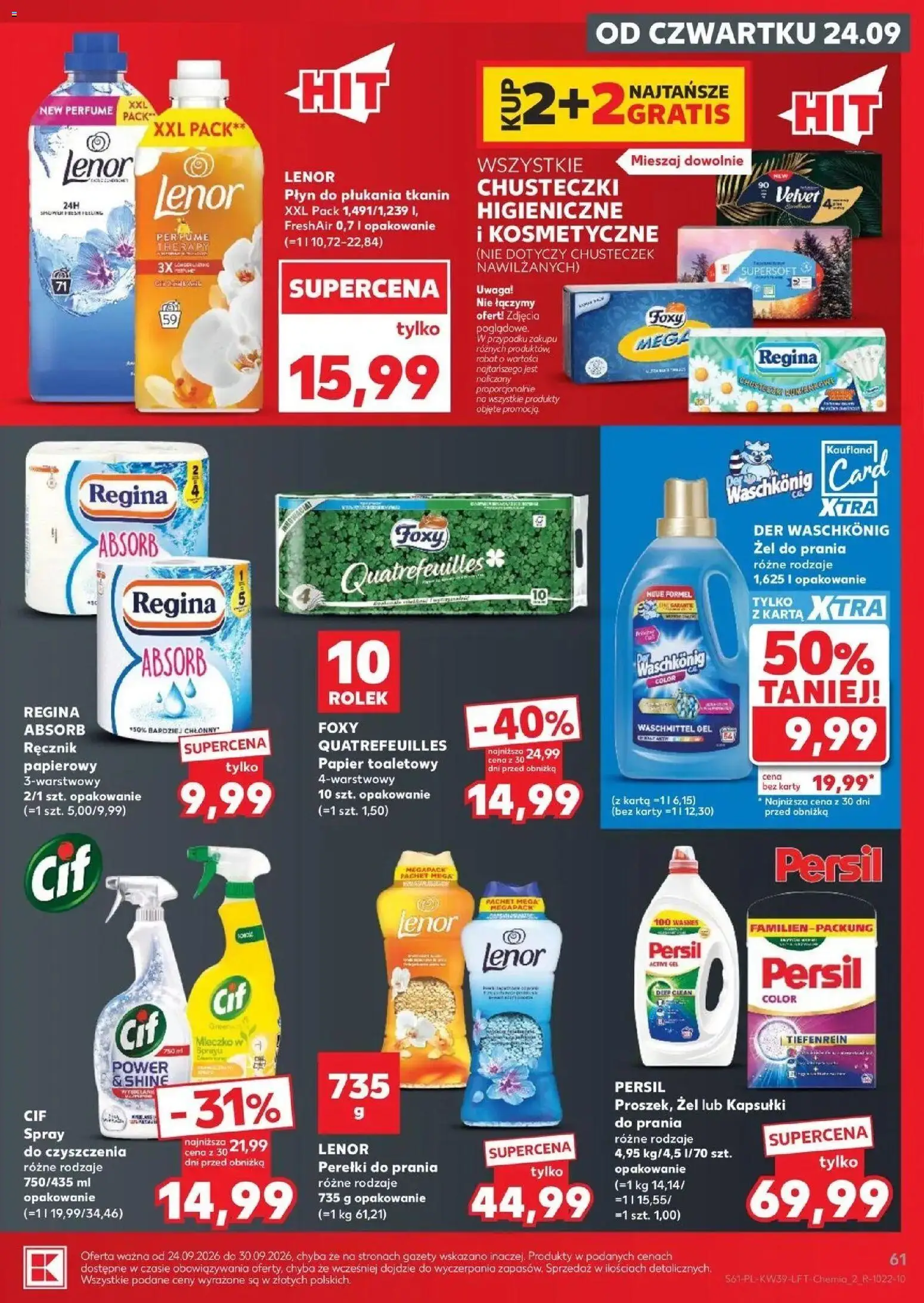 Kaufland gazetka od 24.09.2026 | Strona: 61 | Produkty: Gazety, Kapsułki do prania, Żel do prania, Detergent