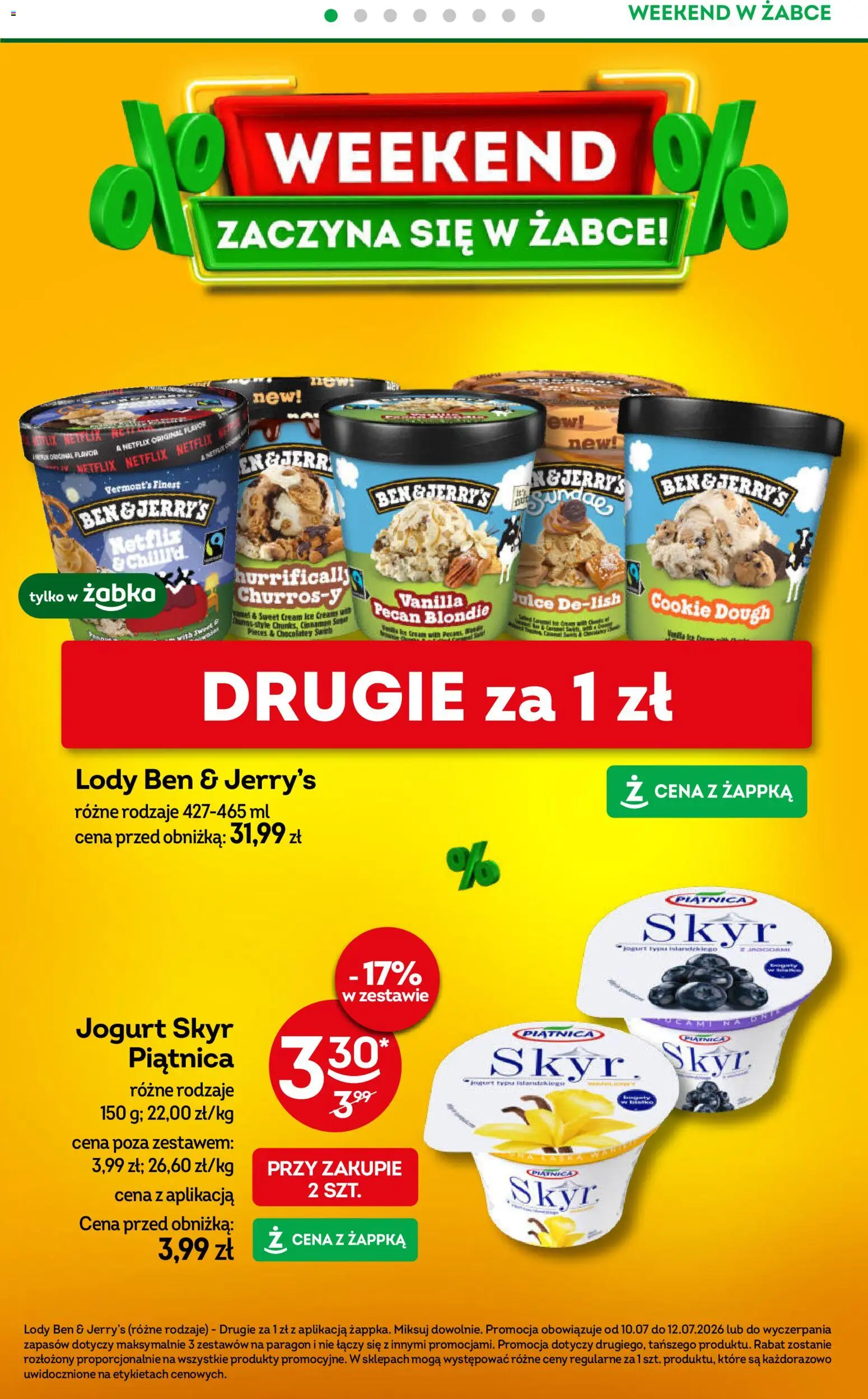 Żabka gazetka - Weekendowe promocje od 10.07.2026 | Strona: 2 | Produkty: Jogurt, Lody, Skyr