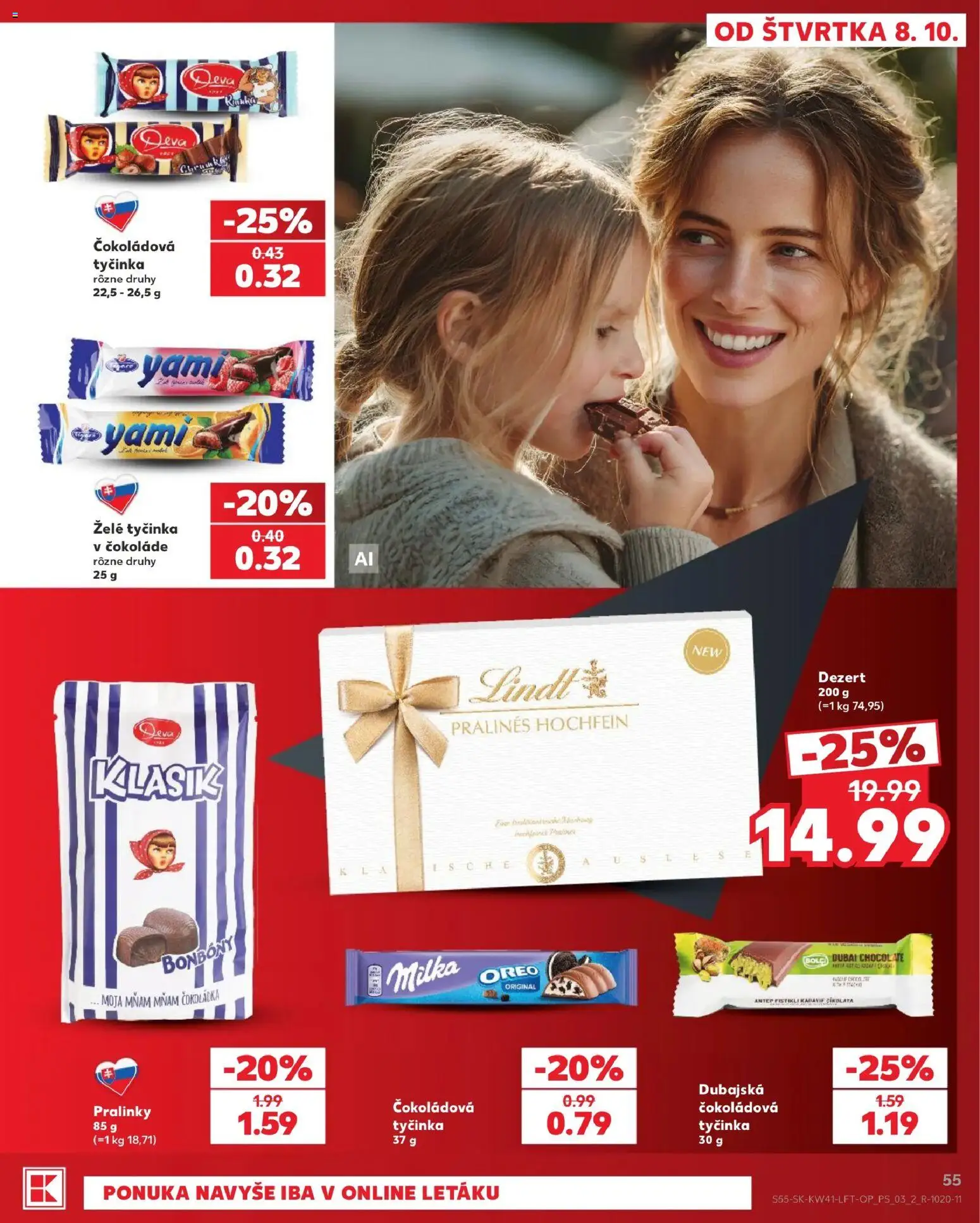 Kaufland SK akciós ujság - amely érvényes a következő dátumtól: 2026.10.08. | Oldal: 55 | Termékek: Milka, Lindt, Oreo