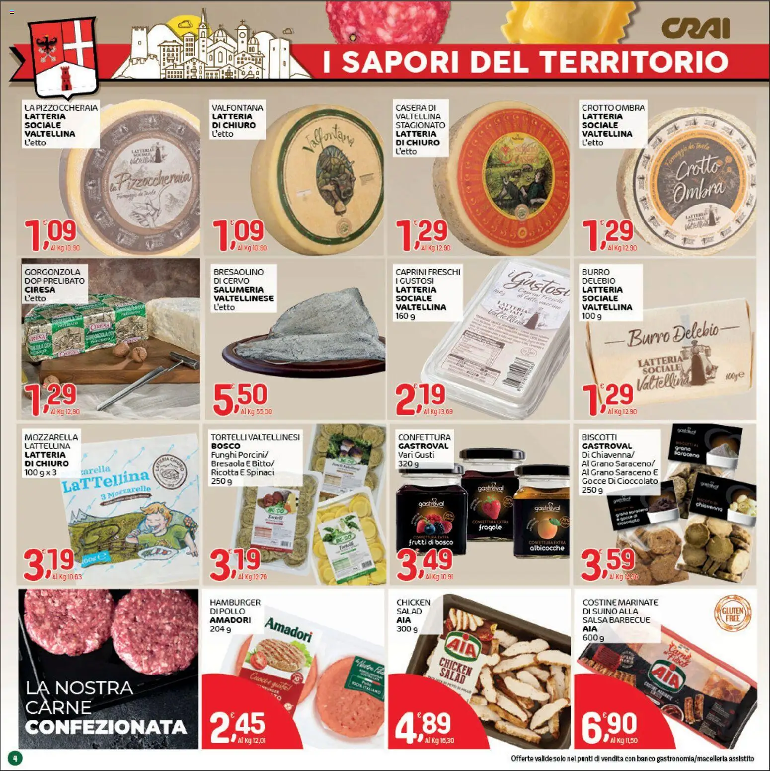 Volantino CRAI del 20/08/2026 | Pagina: 4 | Prodotti: Salsa, Mozzarella, Ricotta, Hamburger