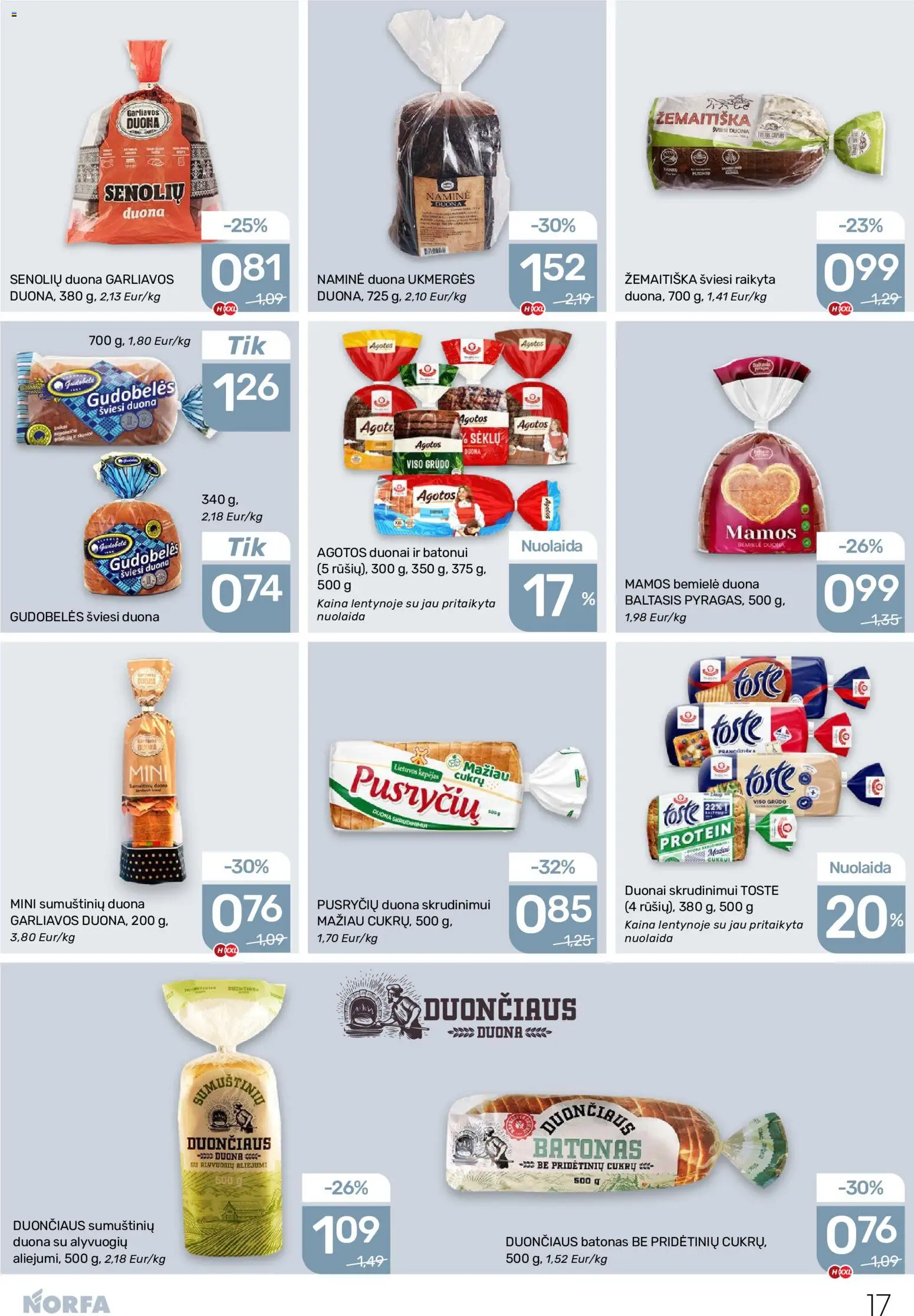 NORFA akcijos nuo 2026.08.06 | Puslapis: 17 | Prekių: Batonas, Duona skrudinimui, Duona
