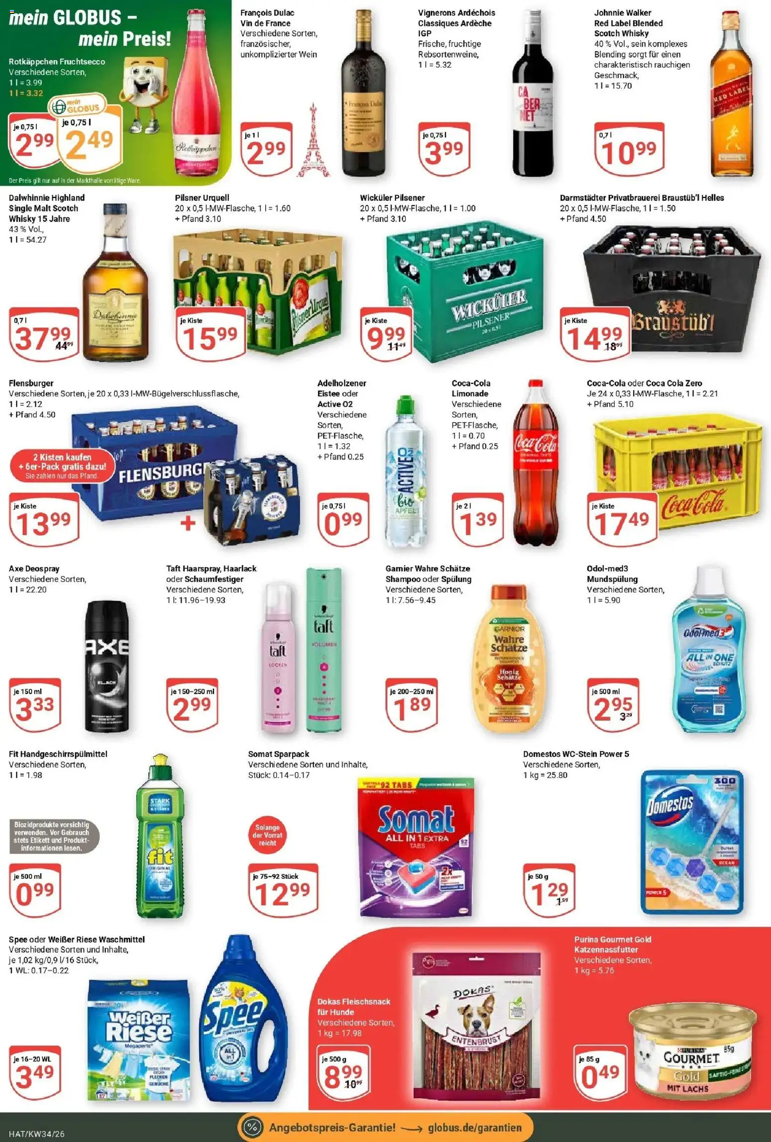 Globus Prospekt Hattersheim (ab 17.08.2026) » Angebote online | Seite: 6 | Produkte: Whisky, Coca cola, Adelholzener, Fruchtsecco