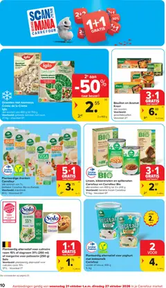 Plantaardig alternatief voor culinaire room 15% of slagroom 31% (250 ml) of margarine van patisserie (250 g), Voorbeeld: plantaardig alternatief voor culinaire room 15% - Voorbeeld van een folder van Carrefour, geldig van 21/10/2026 | Pagina: 10 | Producten: Slagroom, Kikkererwten, La, Dranken