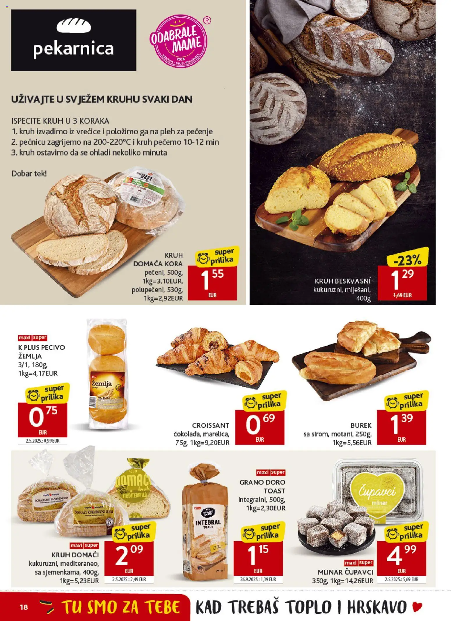 Konzum HR akciós ujság - amely érvényes a következő dátumtól: 2026.07.22. | Oldal: 18 | Termékek: Burek, Croissant