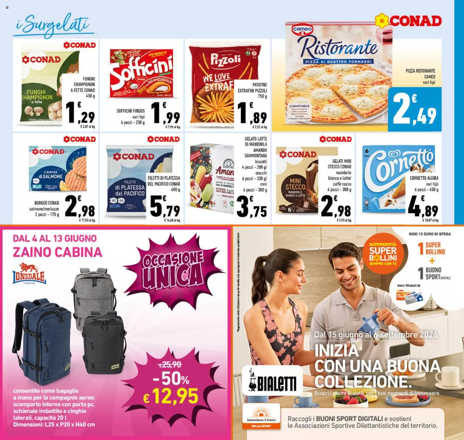Volantino Conad del 04.06.2026 | Pagina: 17 | Prodotti: Salmone, Zaino, Mandorle, Funghi