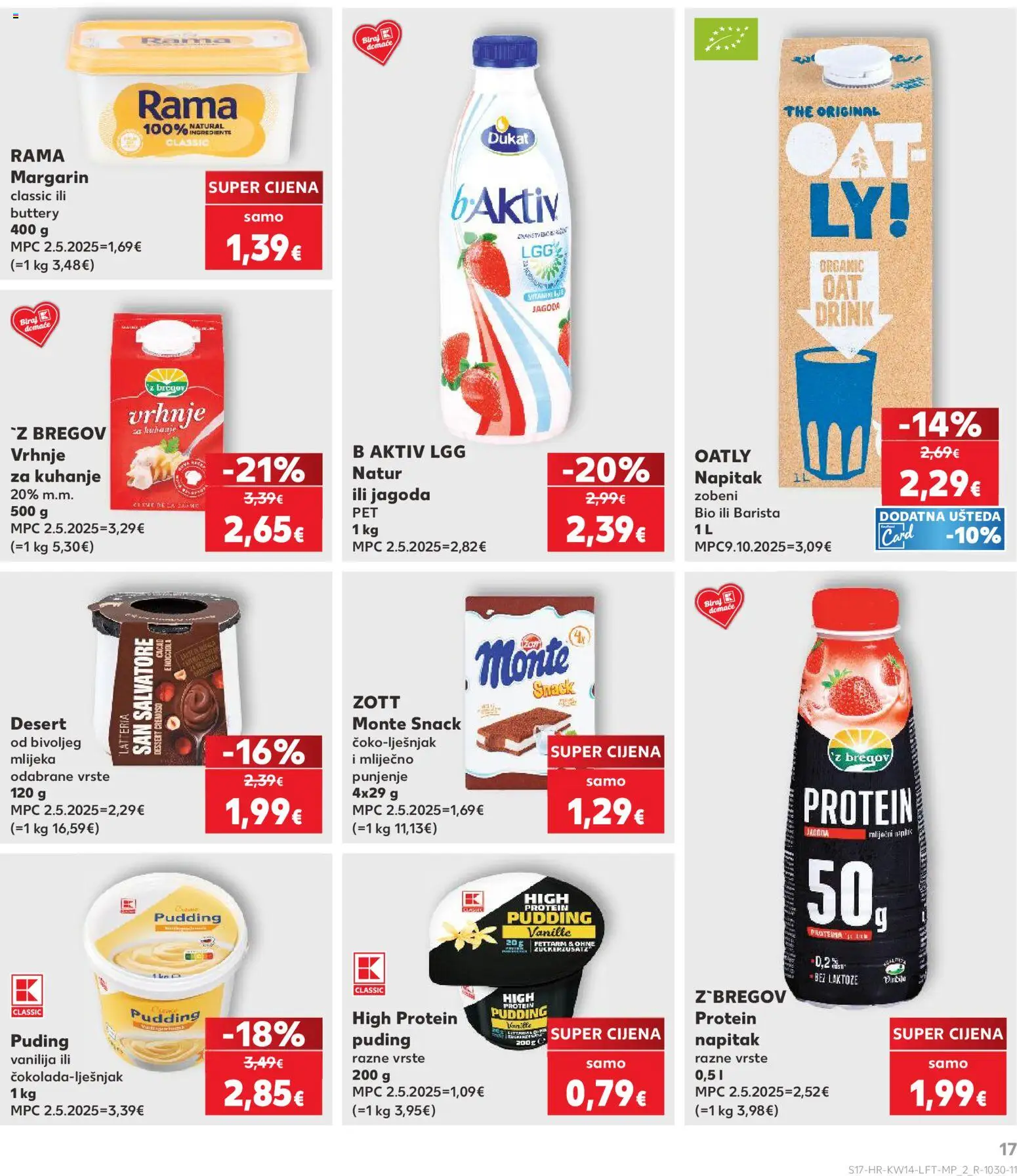 Kaufland katalog | vrijedi od 01.04.2026 | Stranica: 17 | Proizvodi: Protein puding, Puding, Margarin