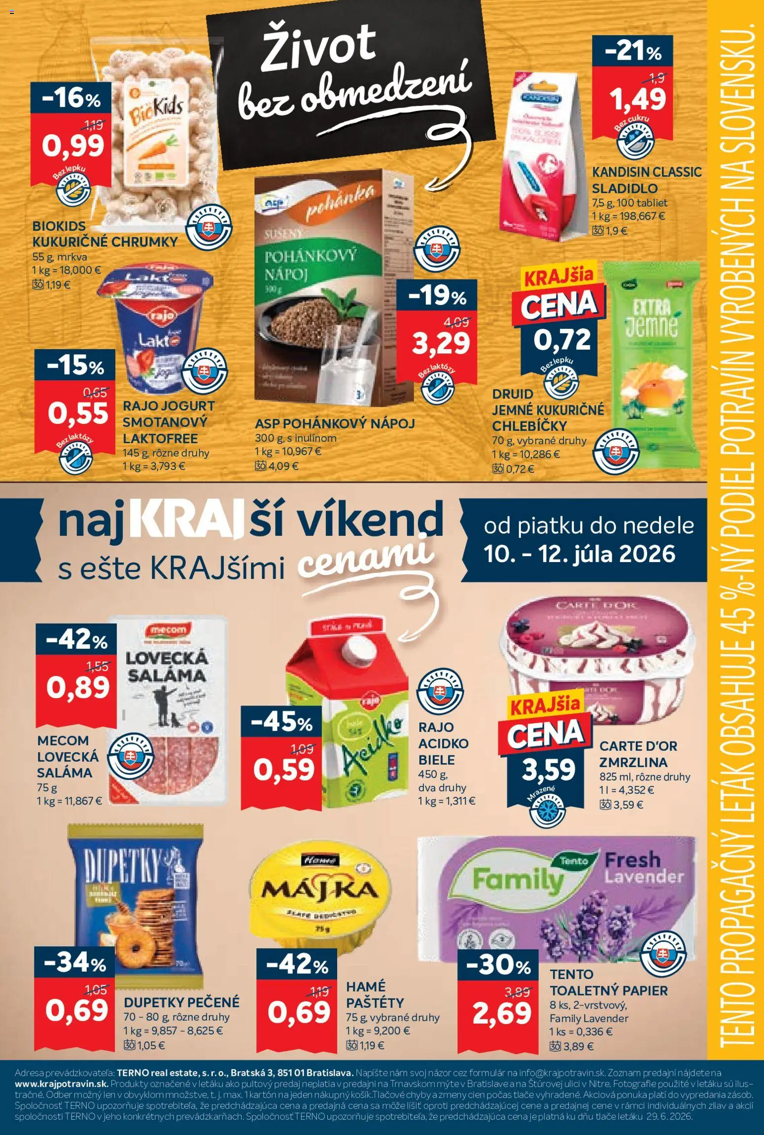 Nové Kraj akcie – leták je platný od 09.07.2026 | Strana: 17 | Produkty: Jogurt, Zmrzlina, Toaletný papier, Mrkva