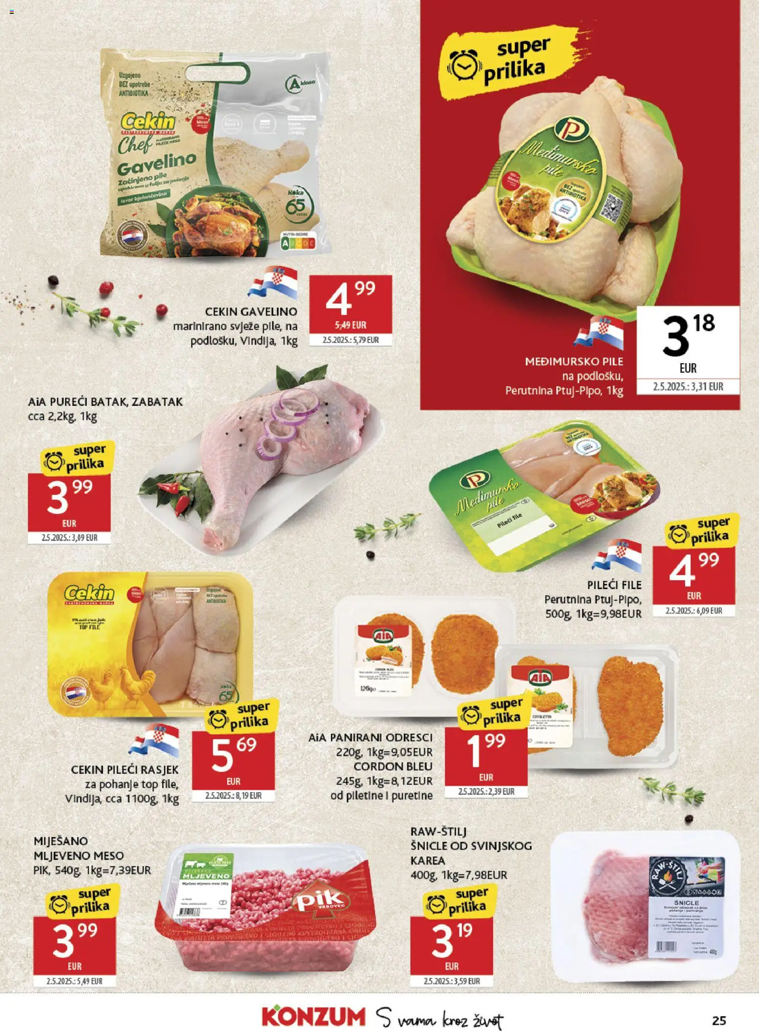 Konzum katalog | vrijedi od 10.06.2026 | Stranica: 25 | Proizvodi: Pileći file, Meso, Mljeveno meso
