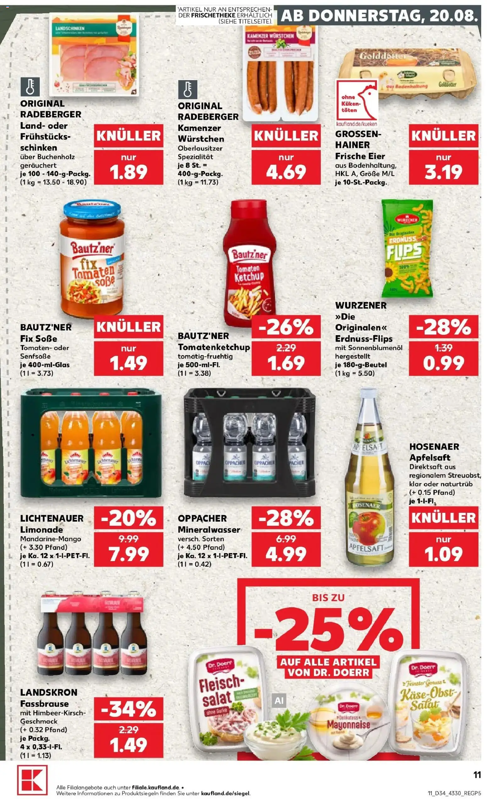 Prospekt Kaufland ab 20.08.2026 » Angebote Online zum Blättern | Seite: 11 | Produkte: Sonnenblumenol, Tomaten, Mineralwasser, Mayonnaise