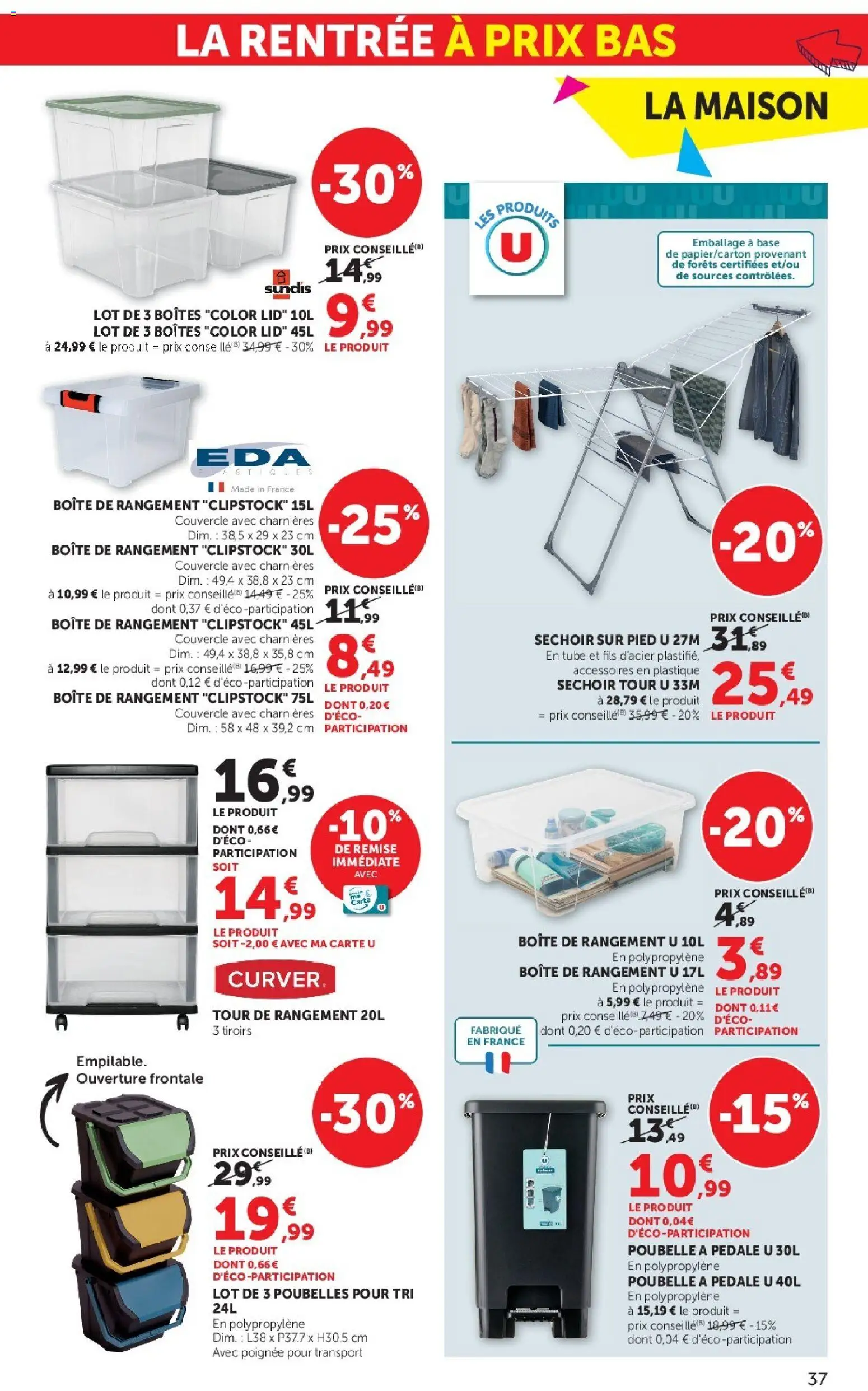 {H1} | Page: 37 | Produits: Poubelle, Base, Séchoir, Boîte de rangement