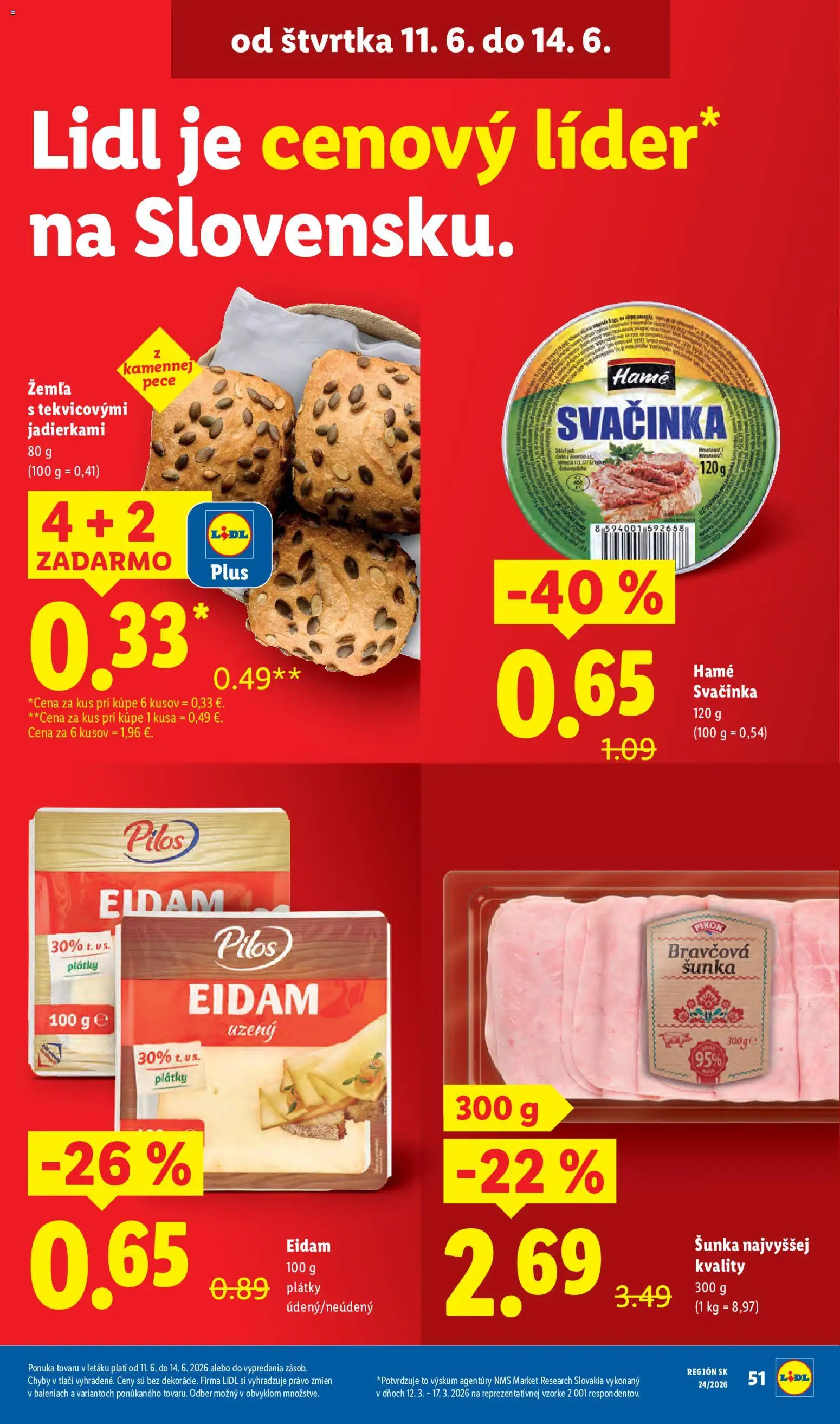Nové Lidl akcie – leták je platný od 08.06.2026 | Strana: 65 | Produkty: Šunka, Eidam